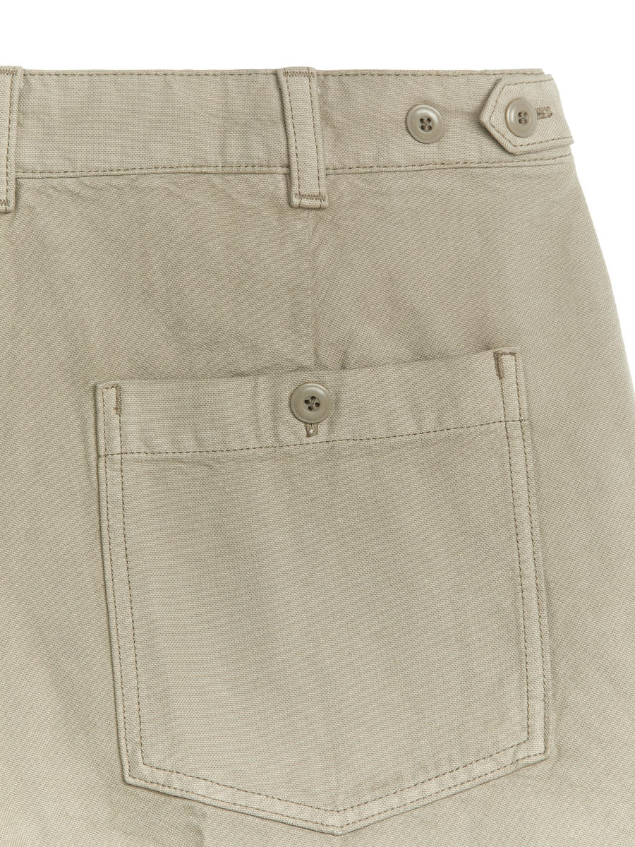 Cotton Canvas Utility Trousers-#9B958B-547