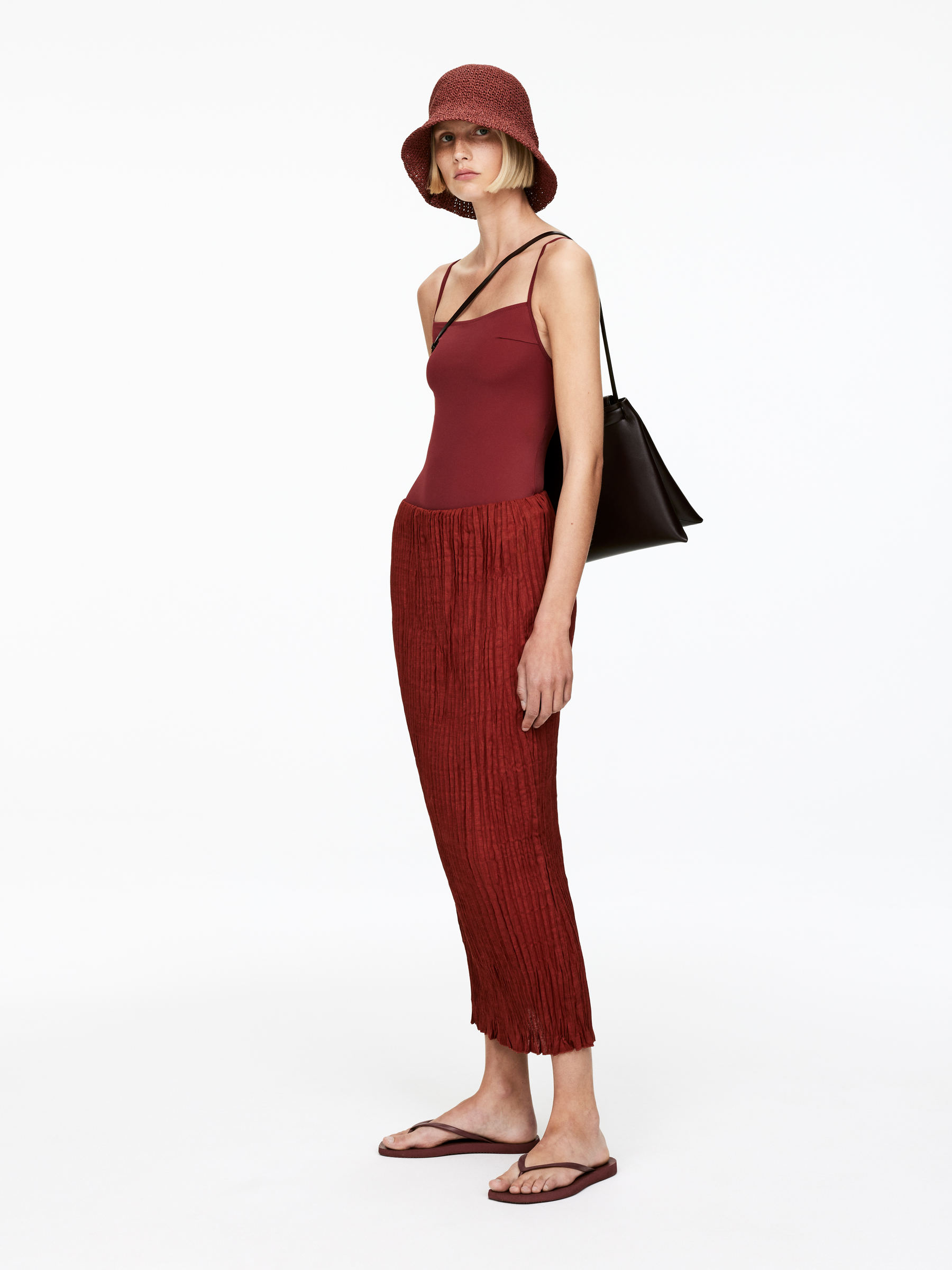 Crinkled Skirt - Rust - Regular fit - Women - StillMedia/Lookbook - 6