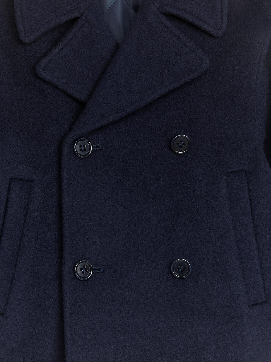 Wool Blend Pea Coat-#23263B-7396