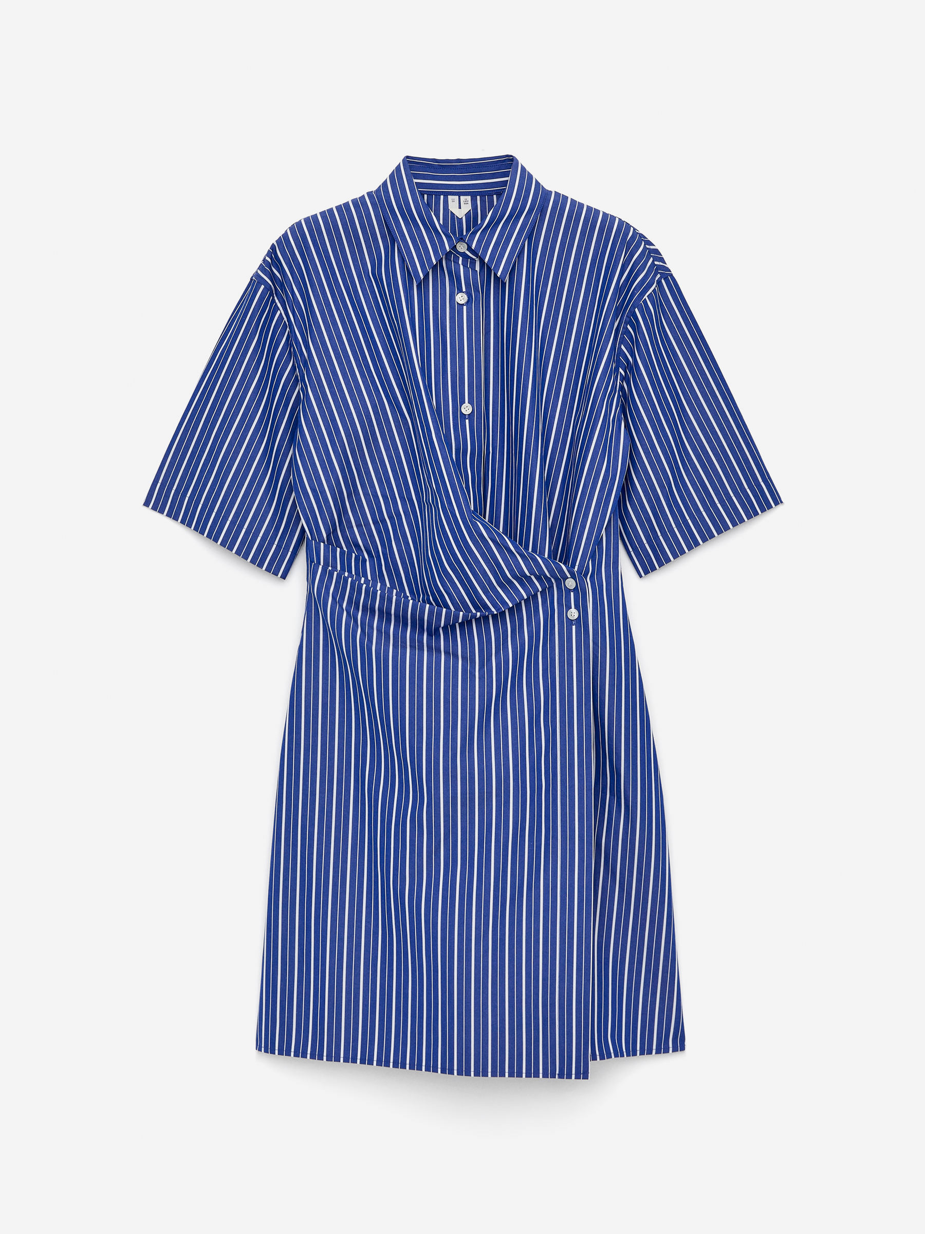 Wrap Shirt Dress-Blue-15343