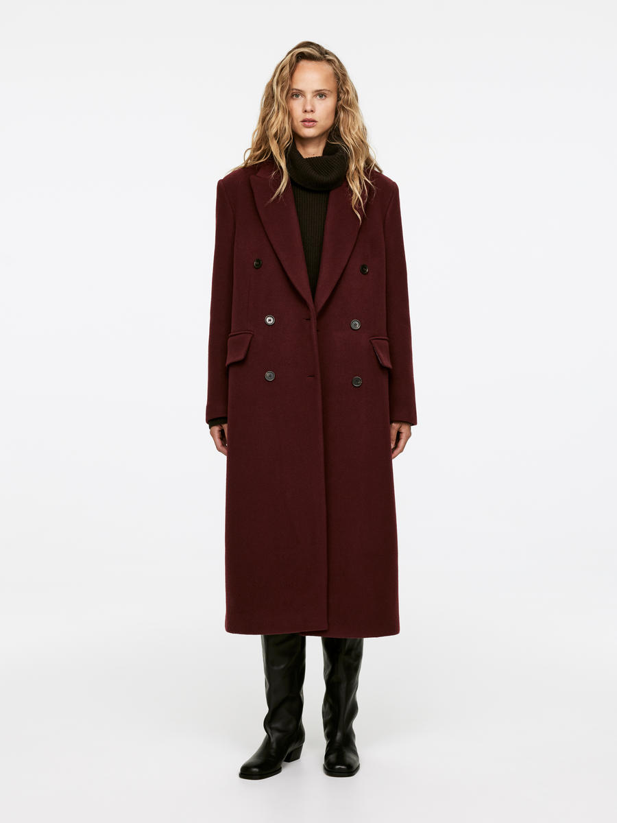 Dark red peacoat deals