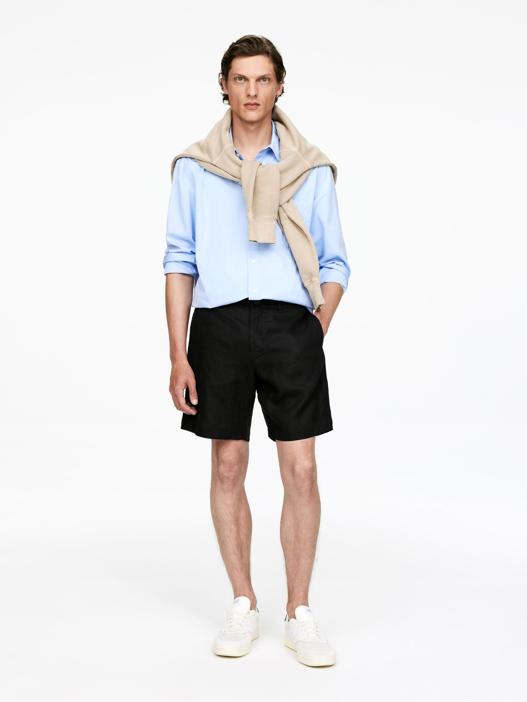 Linen Shorts-#272628-15439