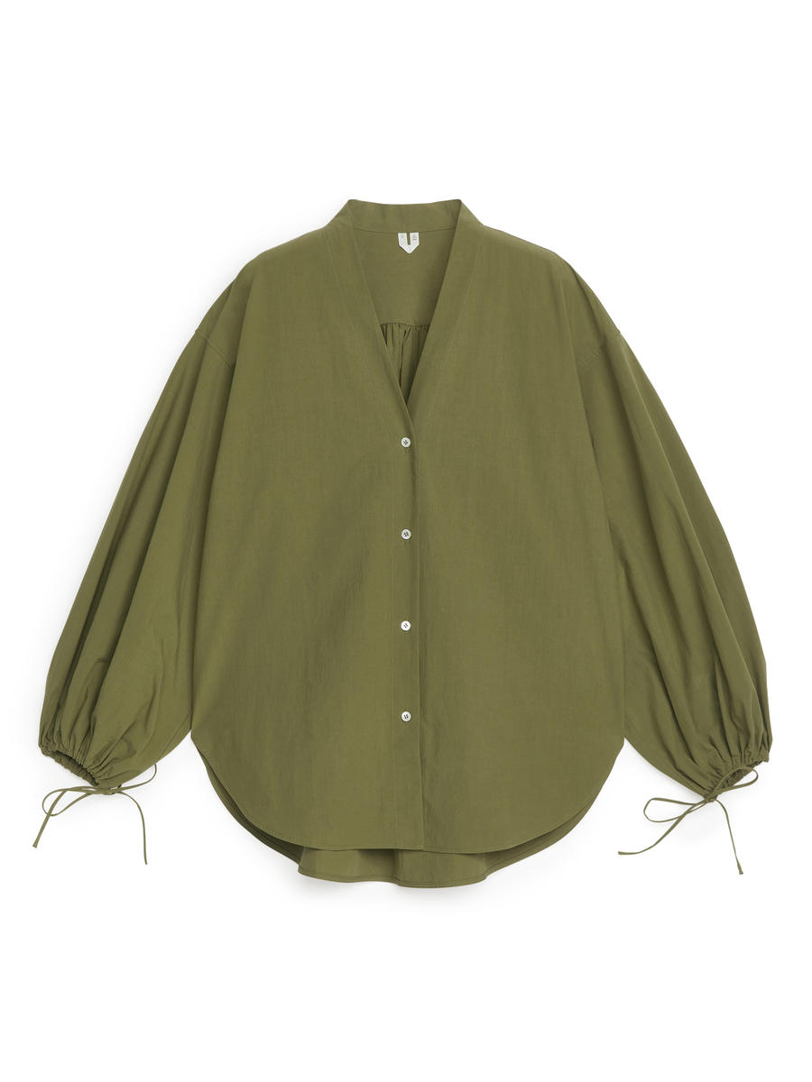 Puff-Sleeve Blouse-Green-12170