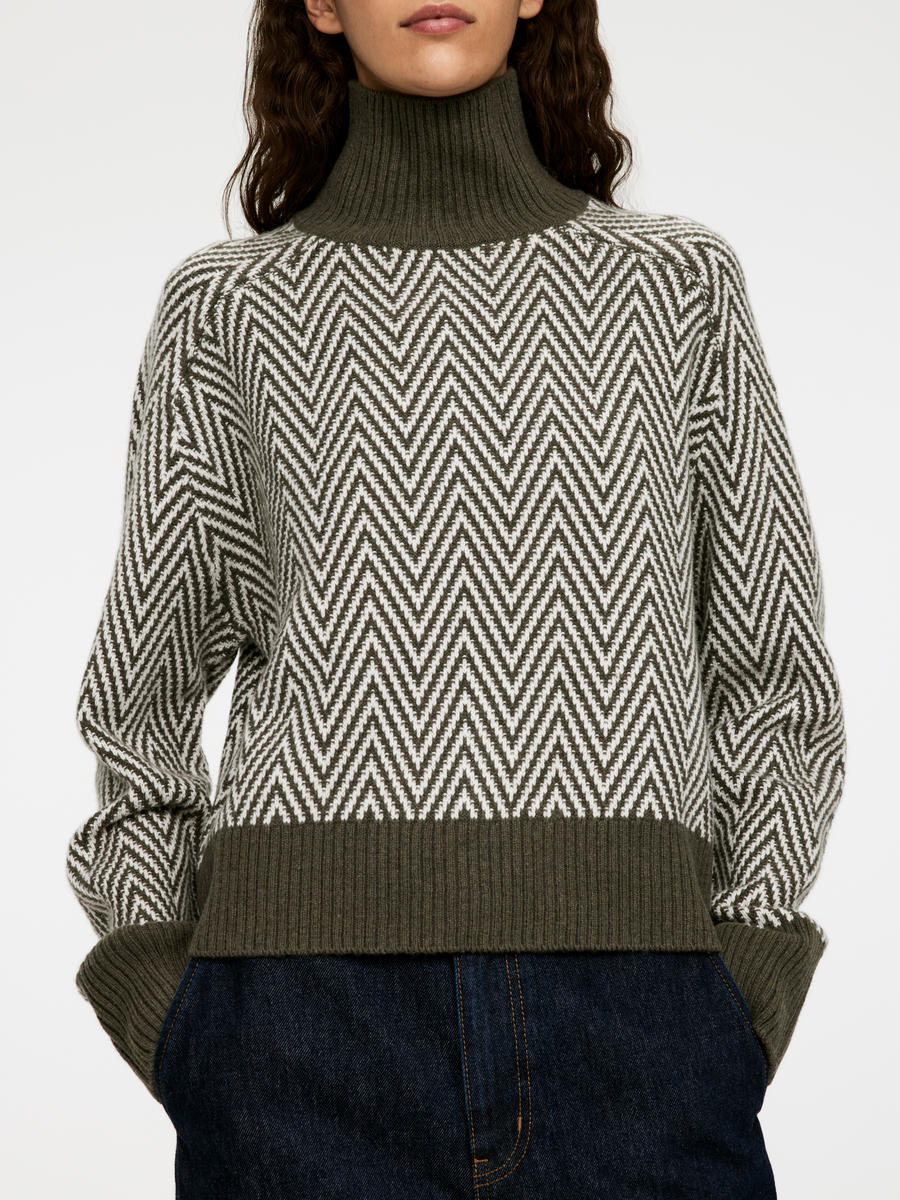 Pull en laine en maille jacquard-#5E5648-13785