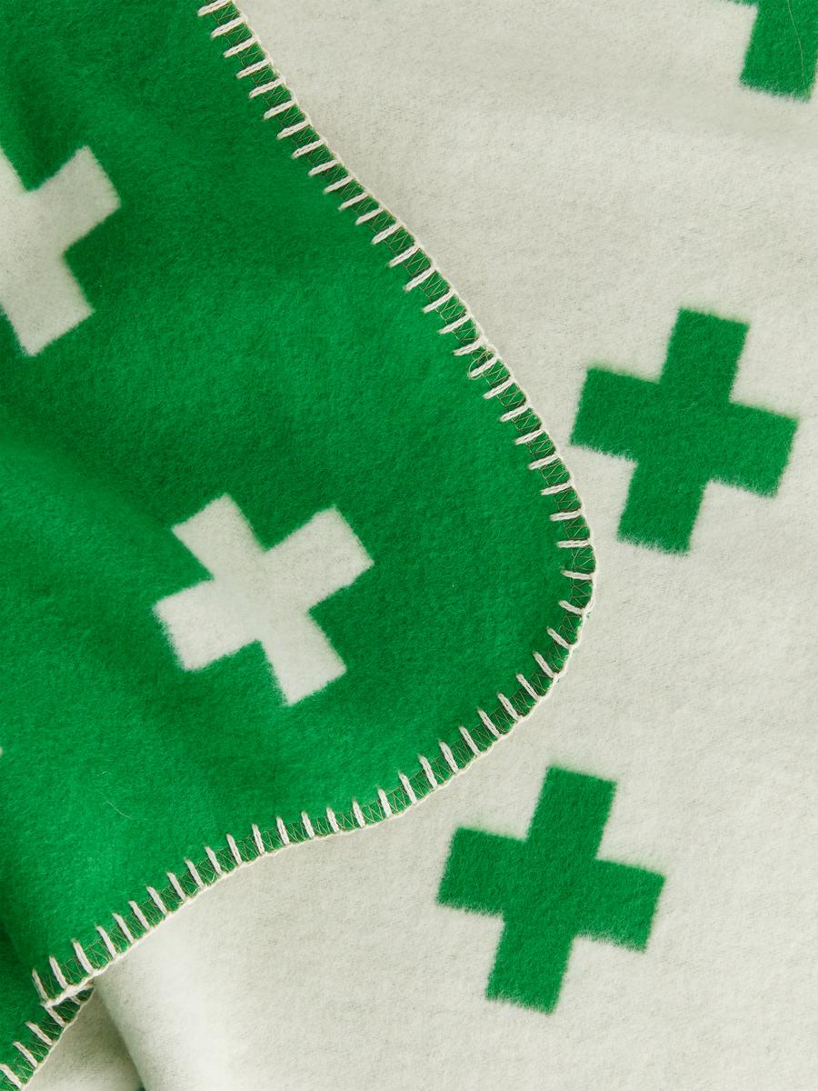 Pia Wallén Cross Blanket - Green/White - Homeware - 1038567003