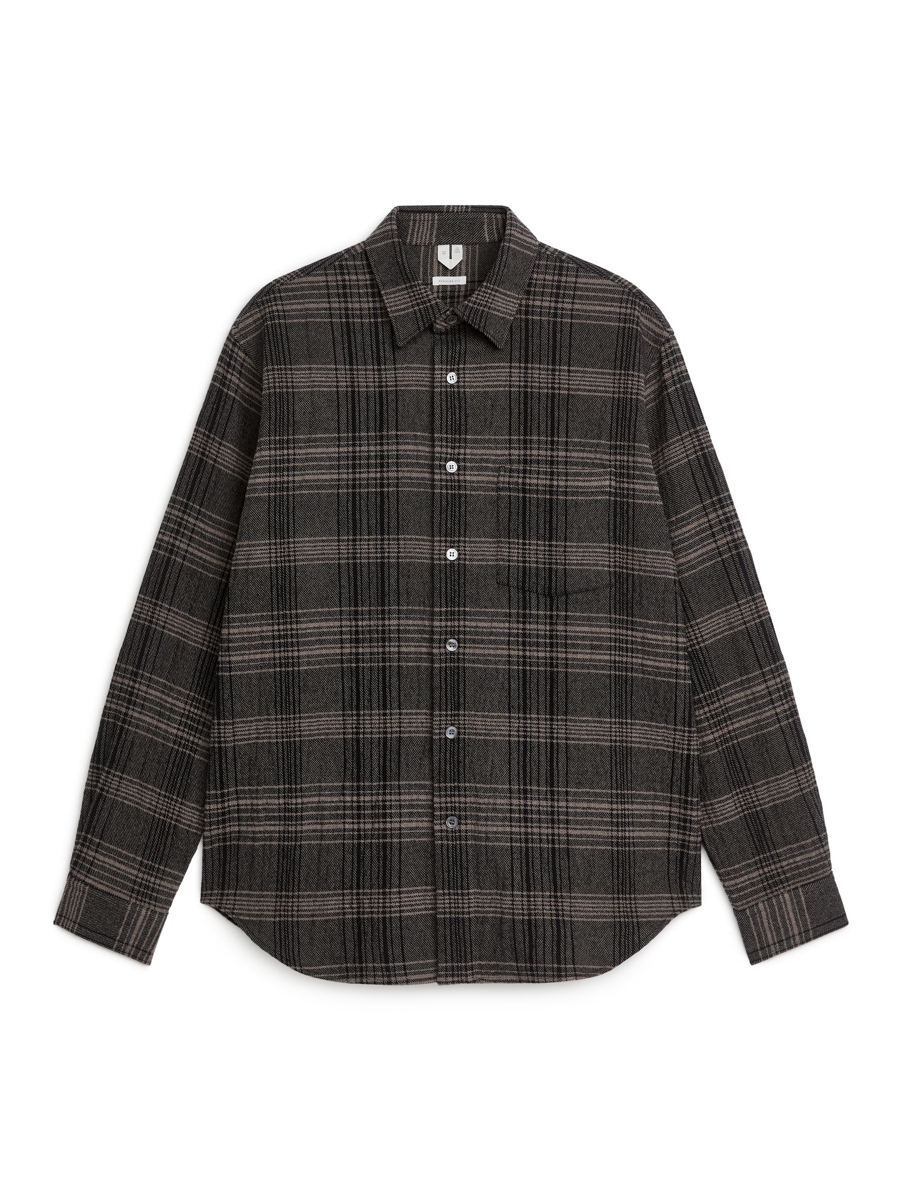 Camisa de lana y algodón con textura - Topo/marrón - Corte relajado - Men - StillMedia/DescriptiveStillLife - 1