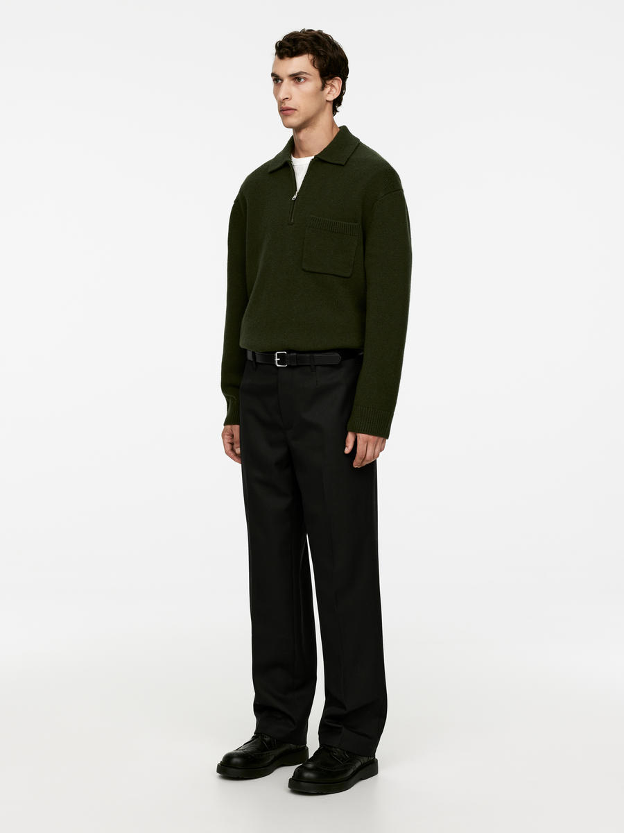 Wide Wool Trousers - Black - Regular fit - Men - 1092741003