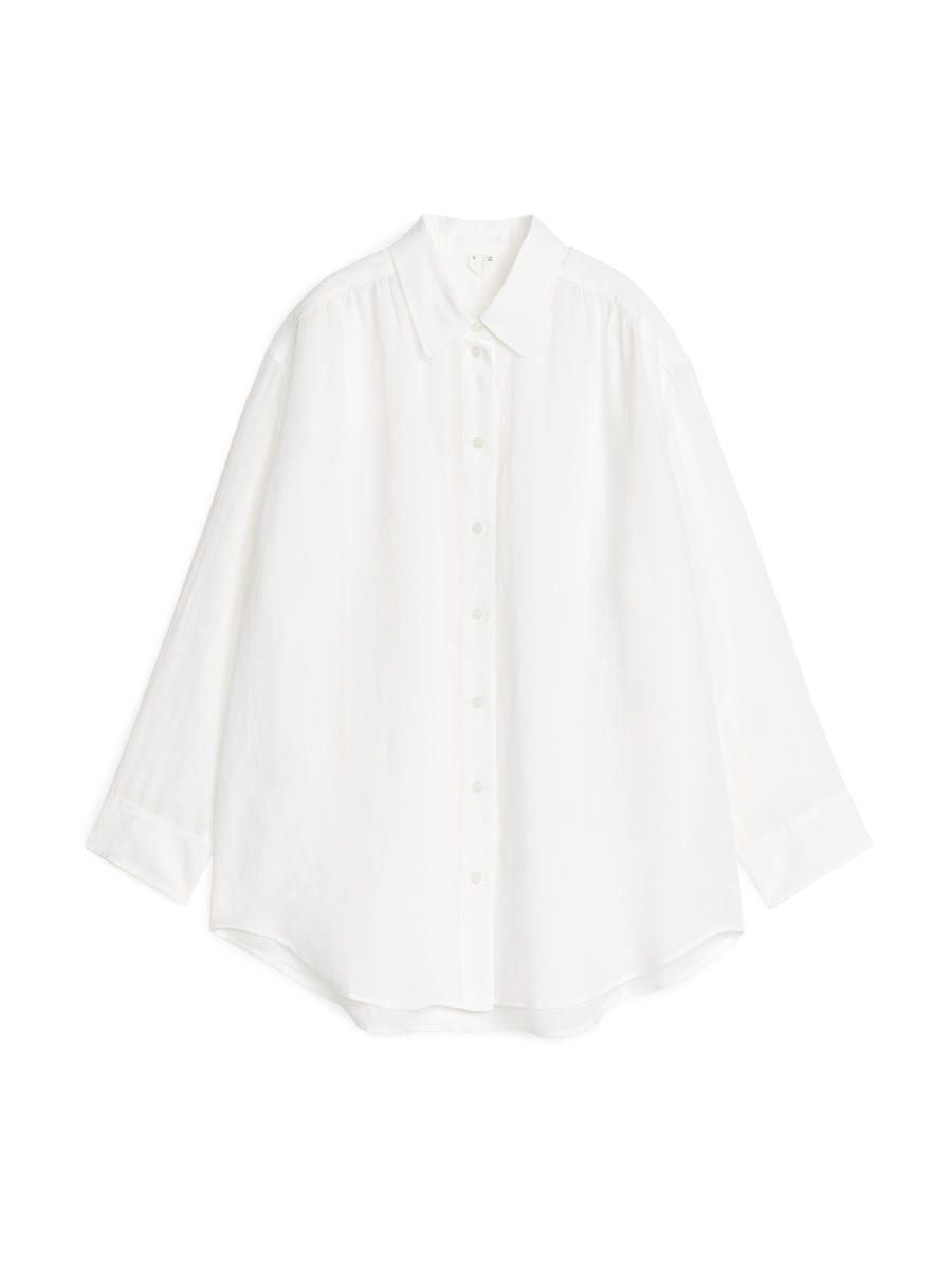 Relaxed Ramie Shirt - White - Loose fit - Women - 1228466001