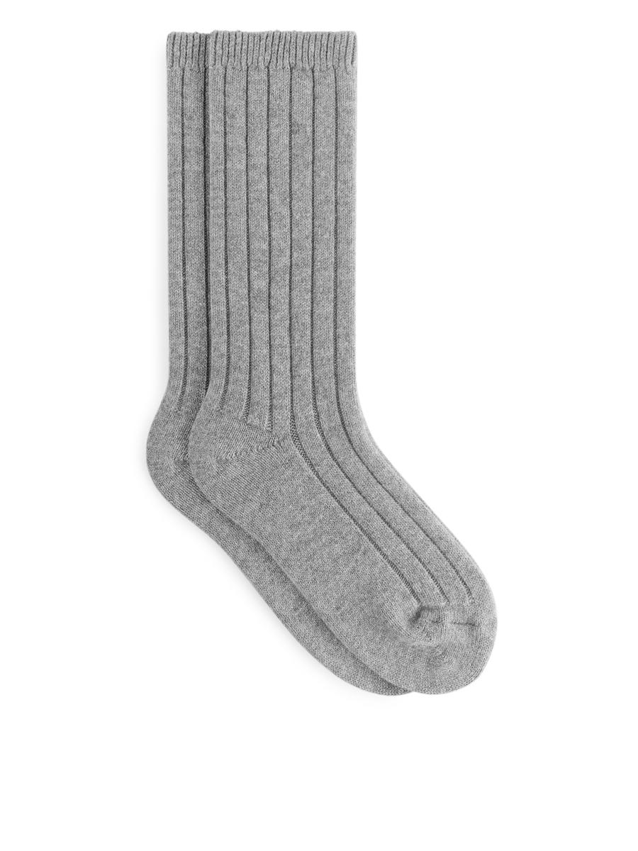 Socken aus Kaschmir und Wolle-#9C9EA5-9198