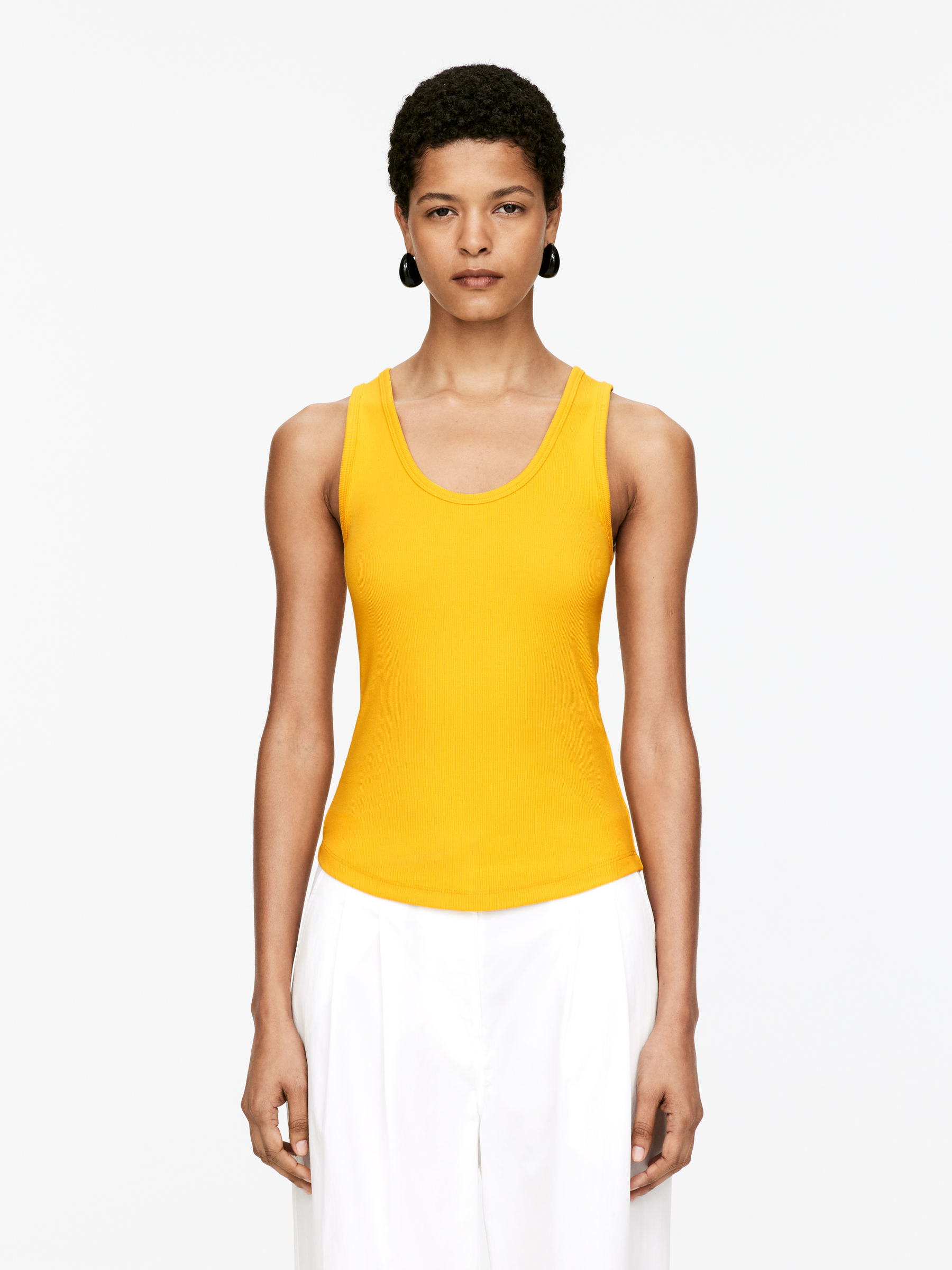 Rib Tank Top-#F0BE2E-15253