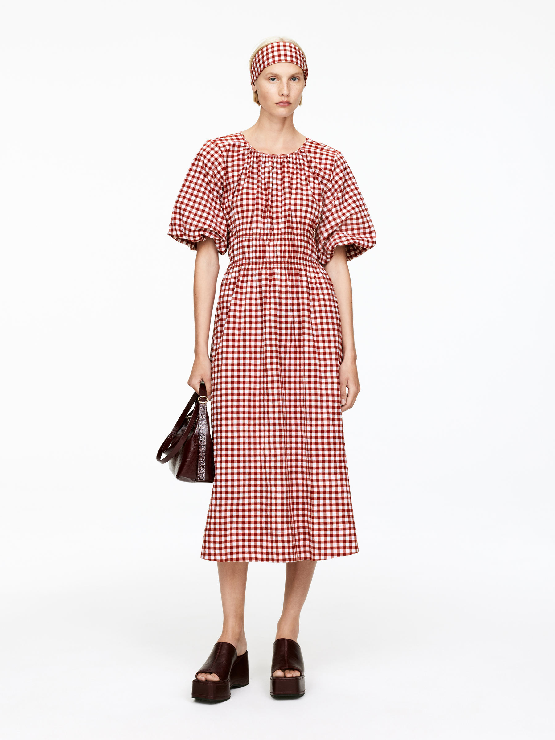 Gingham Dress-#802C24-15647