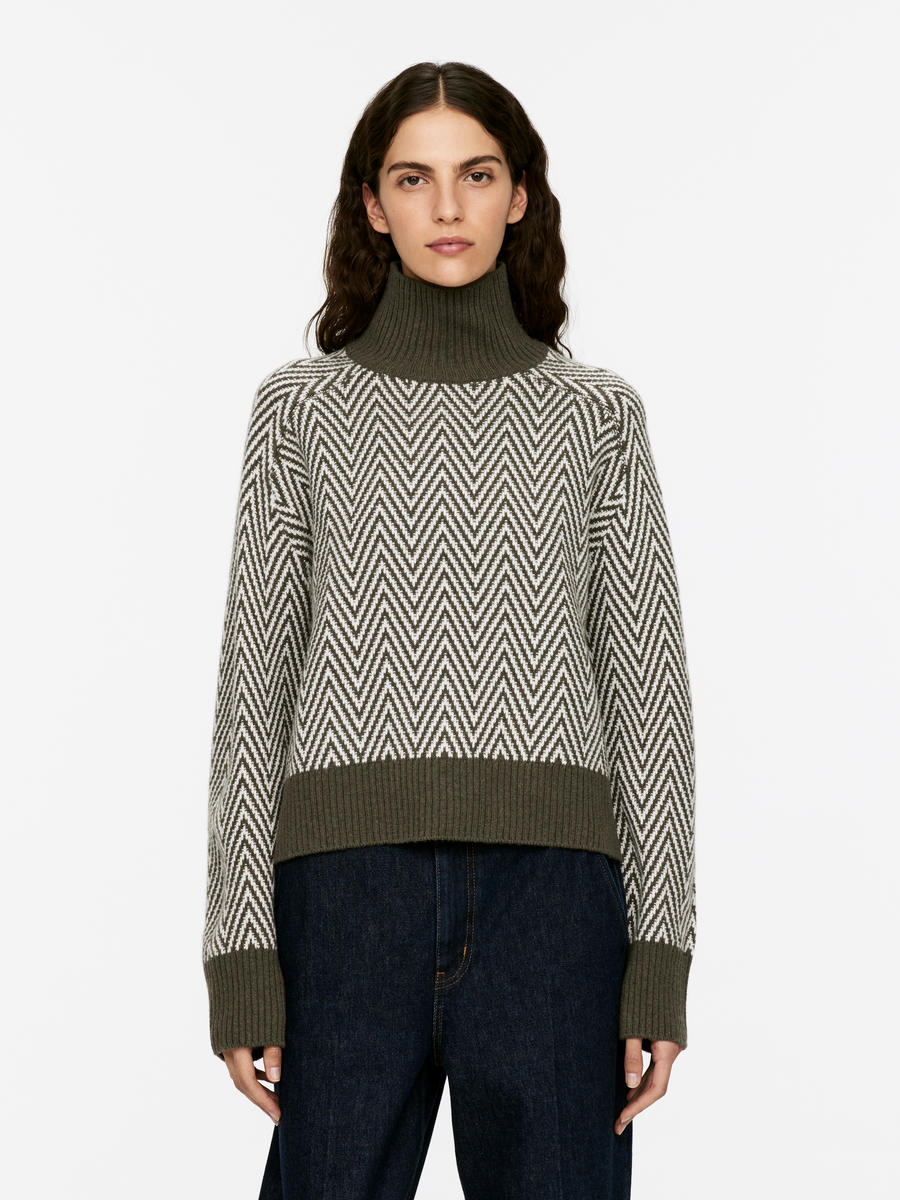 Pull en laine en maille jacquard-#5E5648-13785