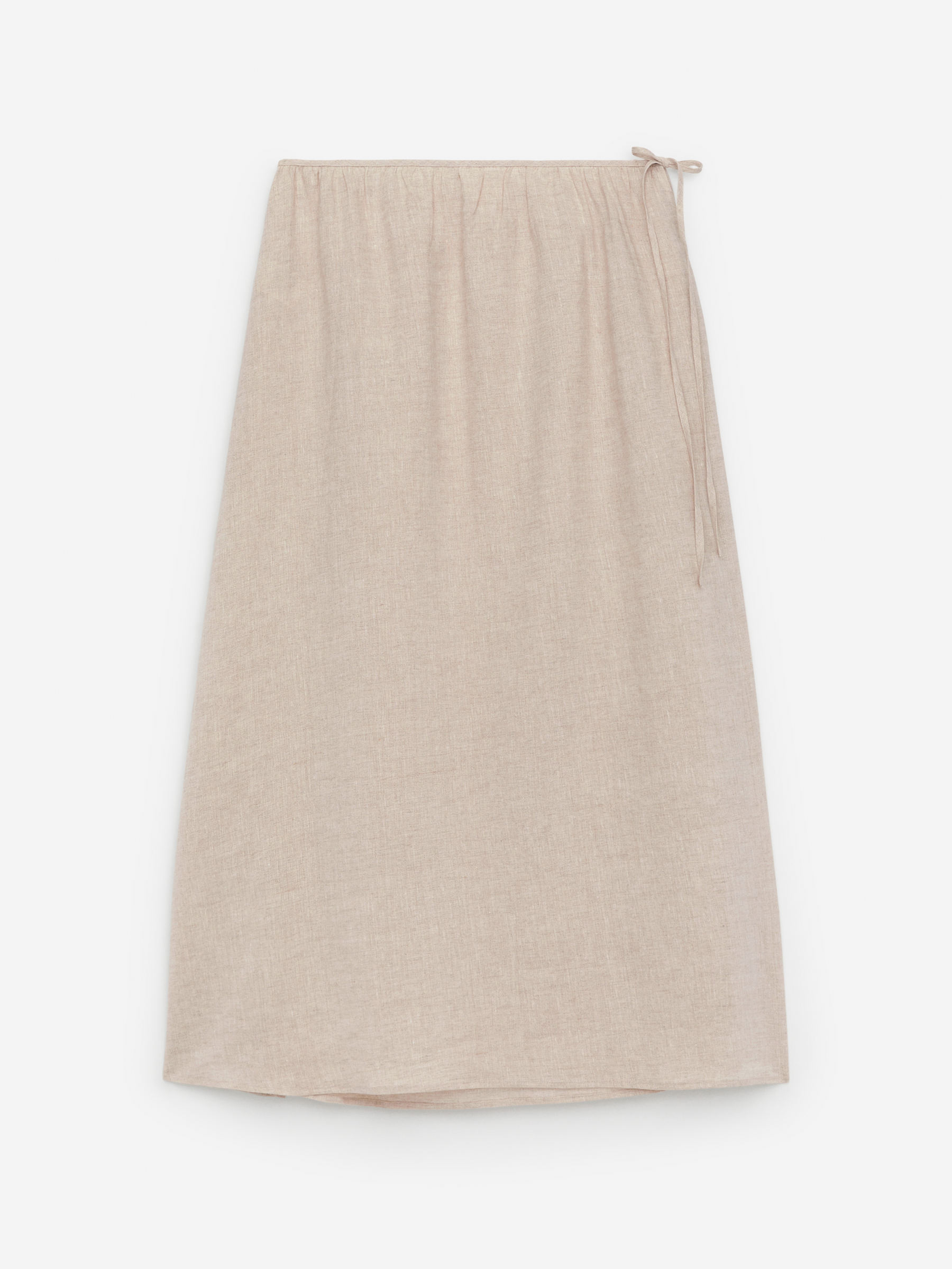 Linen Wrap Skirt-#DED8C5-15627