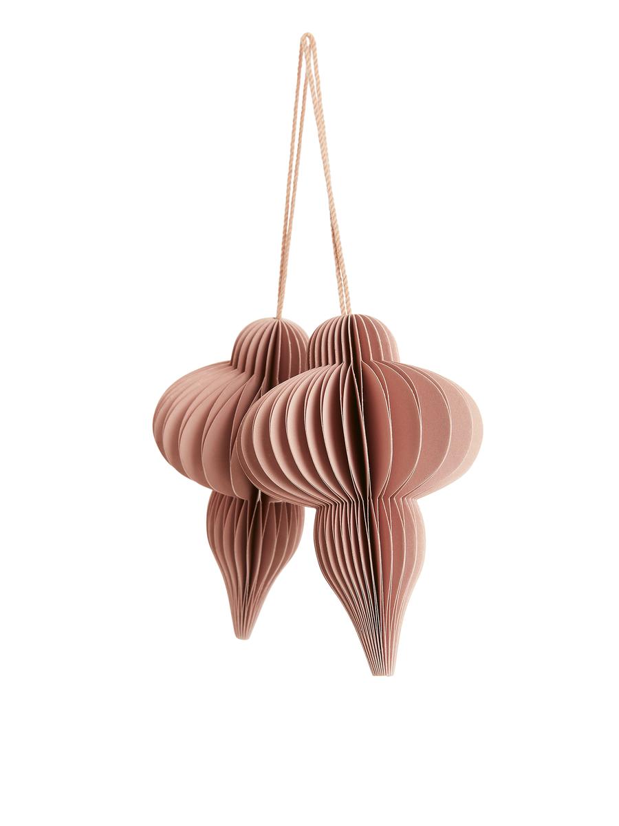 Honeycomb Ornaments Set of 2 - Dusty Pink - Homeware - 0797335001