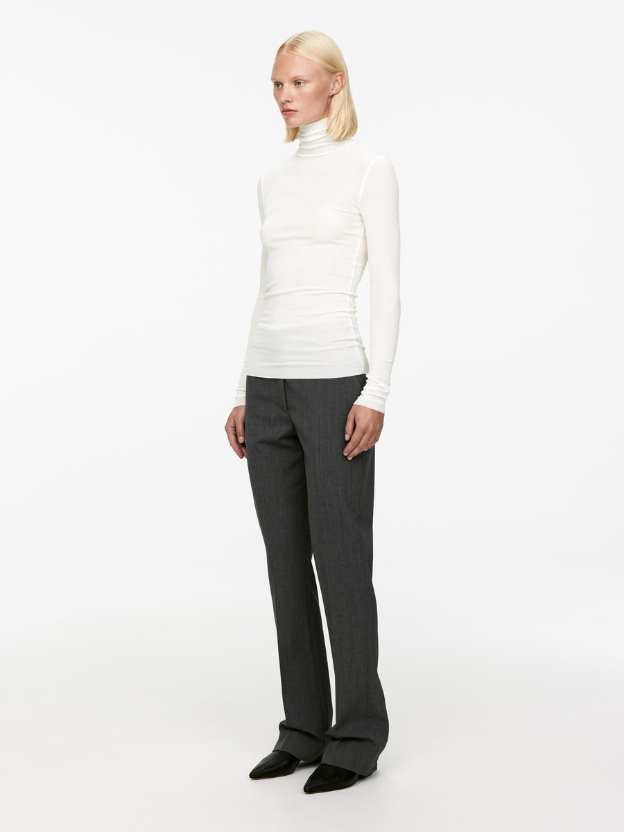 Rollkragenoberteil aus Baumwolle - Weiß - Slim Fit - Women - 1250377001