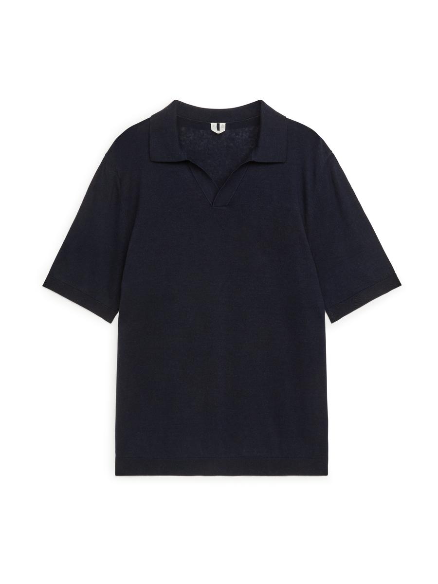 Cotton Linen Polo Shirt-#1A2840-2040