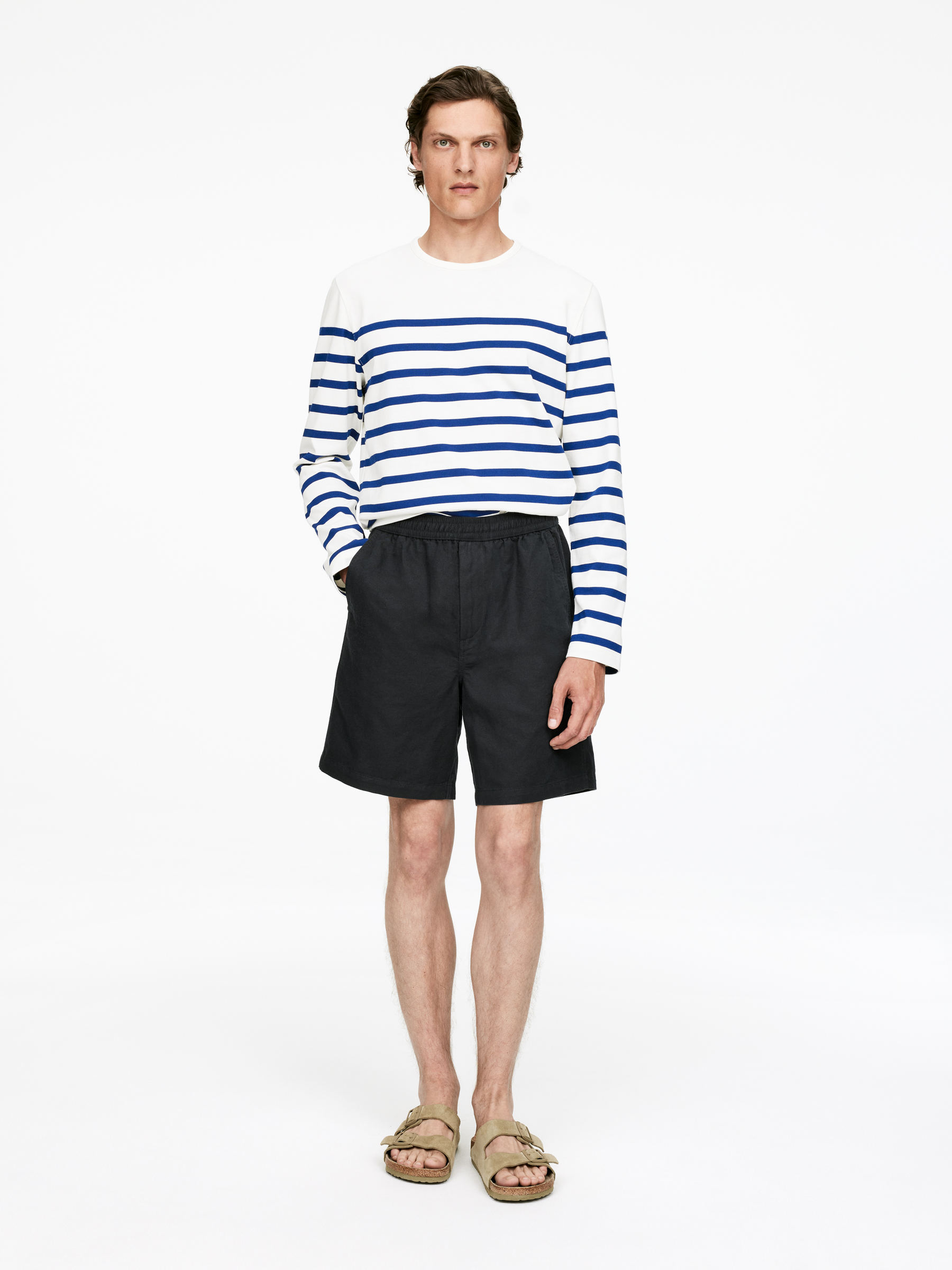 Cotton-Linen Drawstring Shorts-#272930-1479