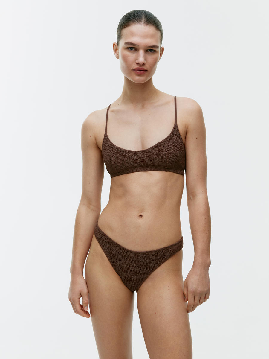 Crinkle Bikini Top - Dark Brown - Women - 1048574005