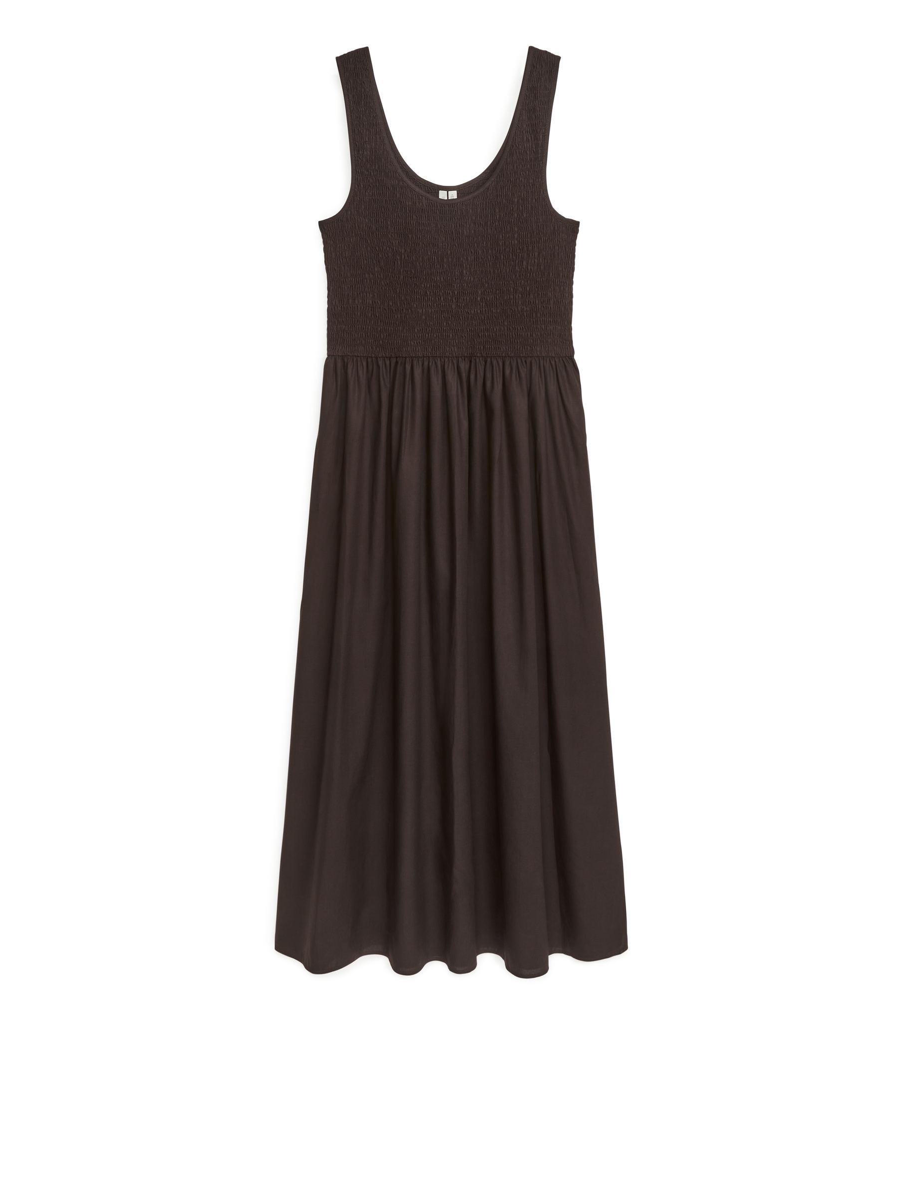 Lyocell Blend Smock Dress-#3E3838-446