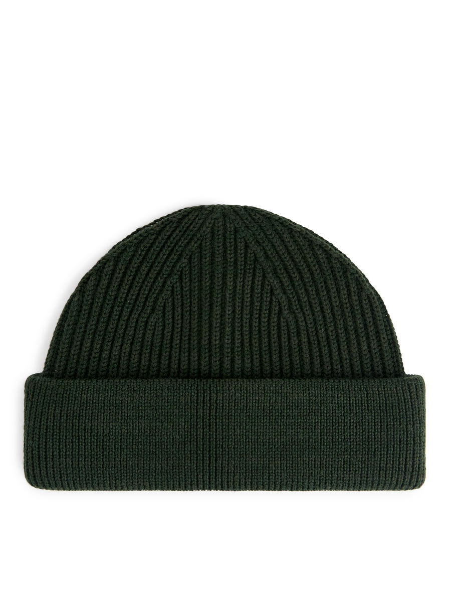 Ribbed Wool Blend Beanie-#415243-463