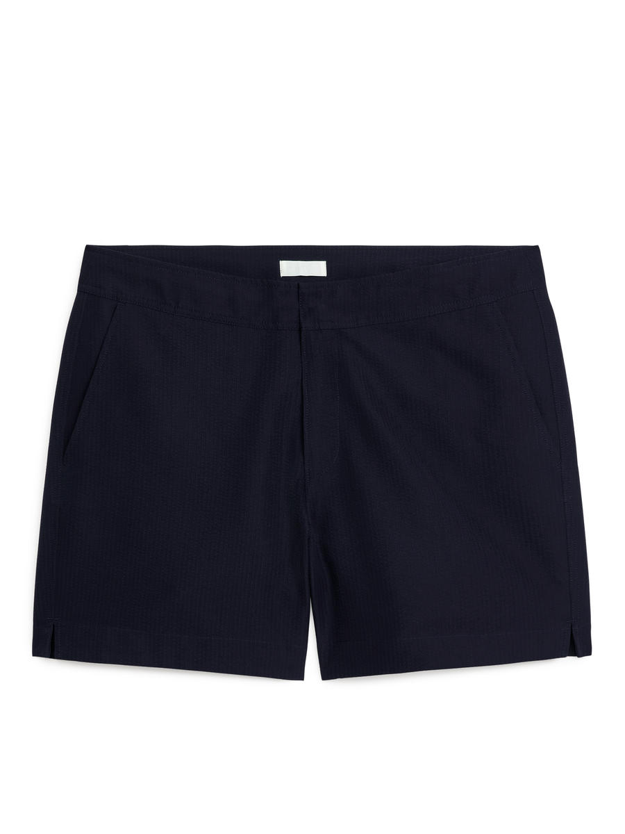 Seersucker-Badehose - Dunkelblau - Relaxed Fit - Men - 1090067001