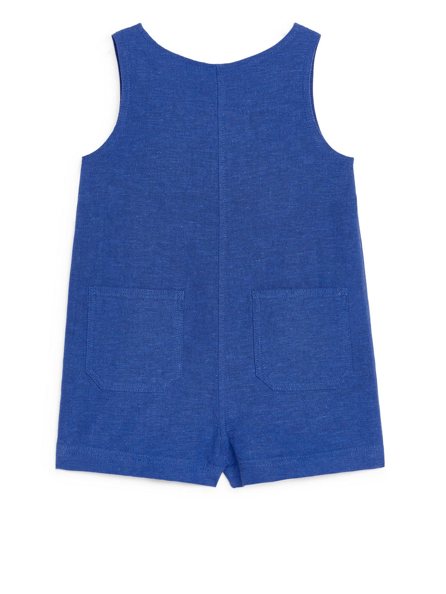 Sleeveless Cotton-Linen Romper - Bright Blue - Regular fit - Children - 1174050002