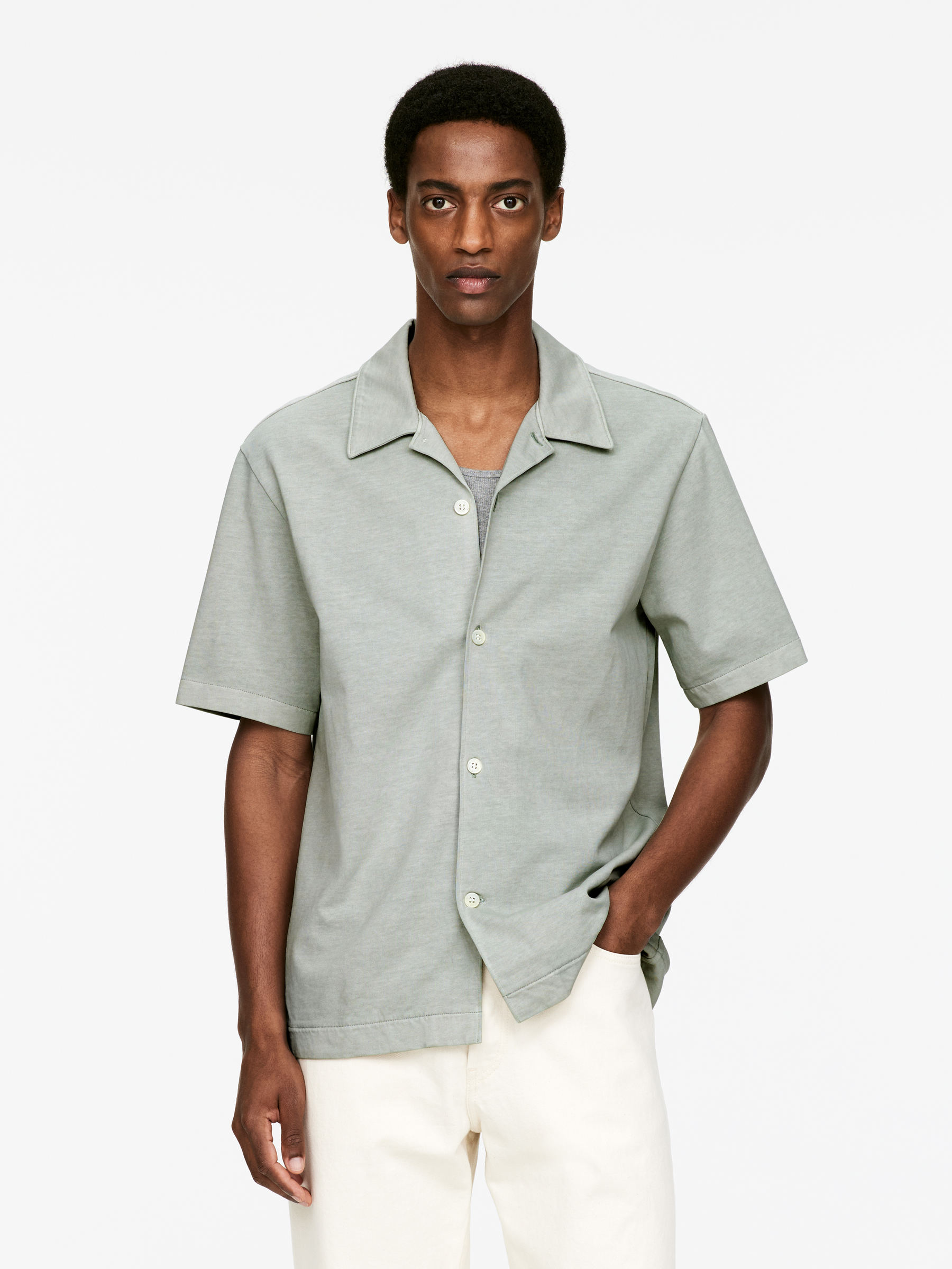 Short-Sleeve Jersey Shirt-#A8ACA9-15231