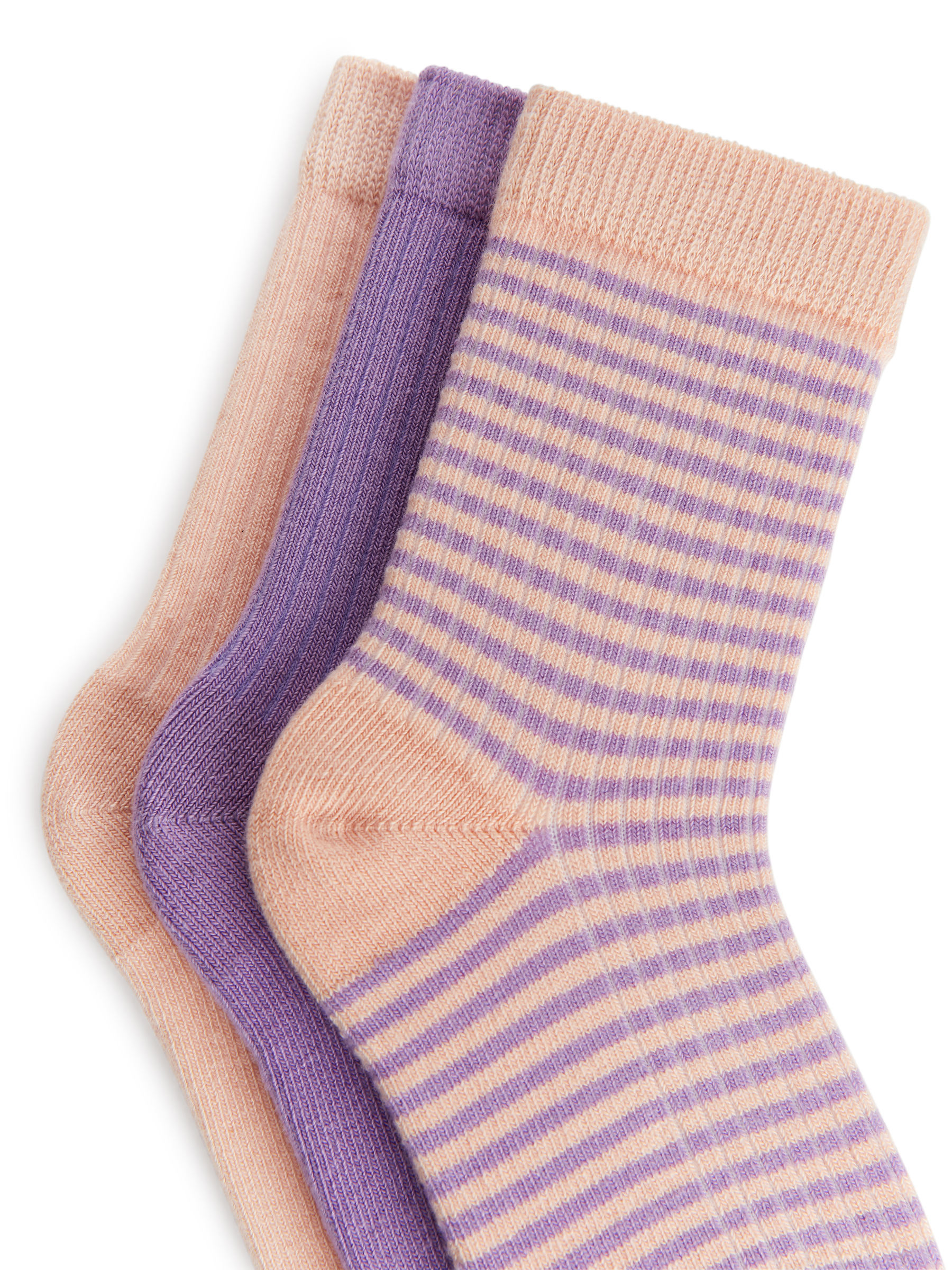 Skarpetki z prążkowanej dzianiny, 3 pary - Brzoskwiniowy/liliowy - Children - StillMedia/DescriptiveDetail - 1