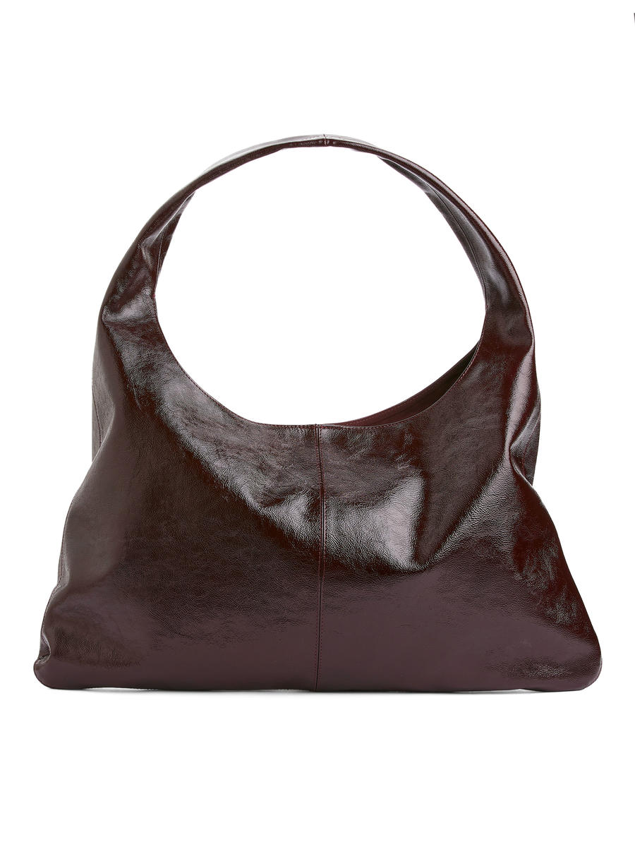 Shiny Leather Bag-#552E38-11936