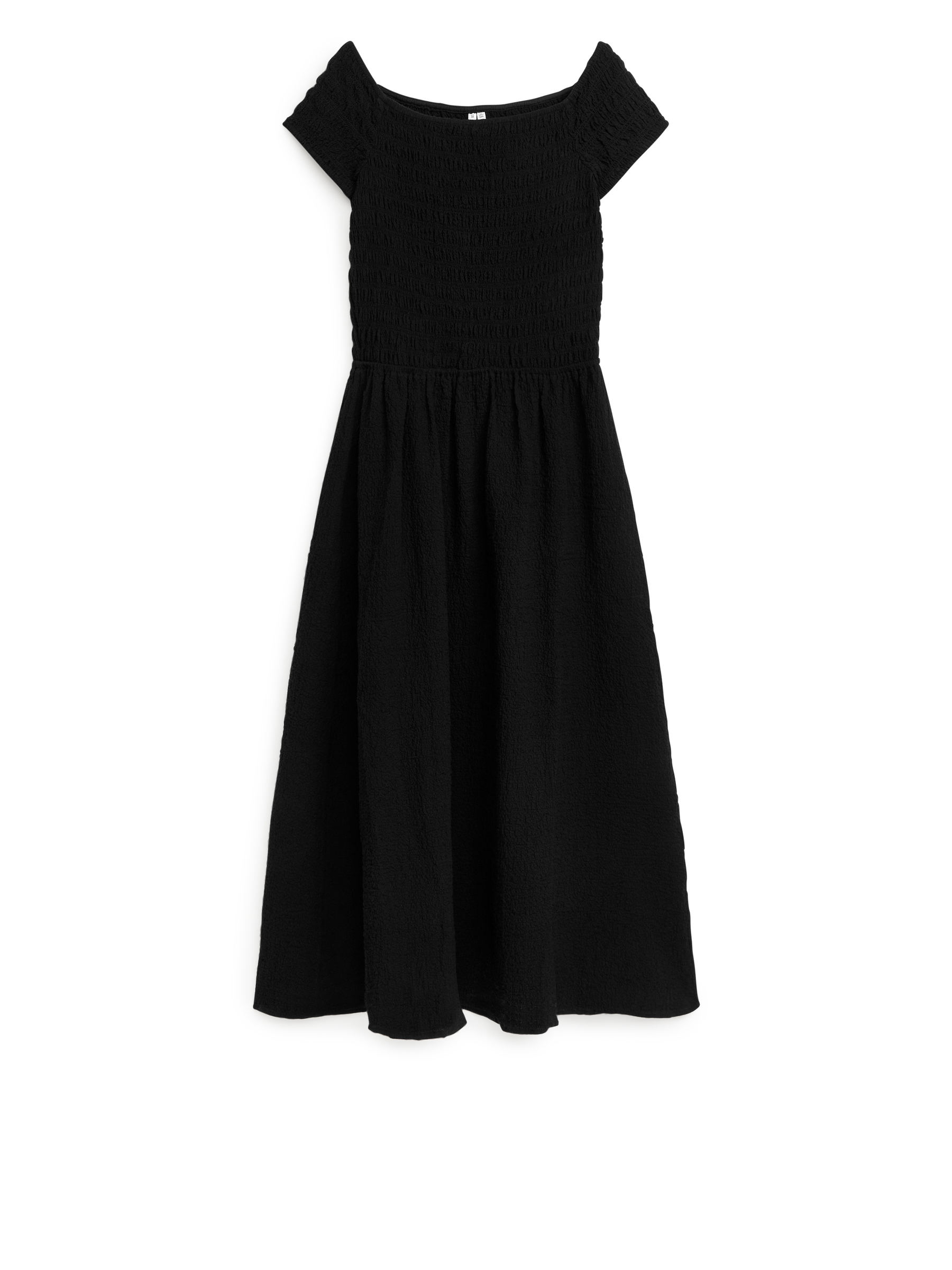 Vestido con hombros descubiertos y fruncido - Negro - Women - StillMedia/DescriptiveStillLife - 1
