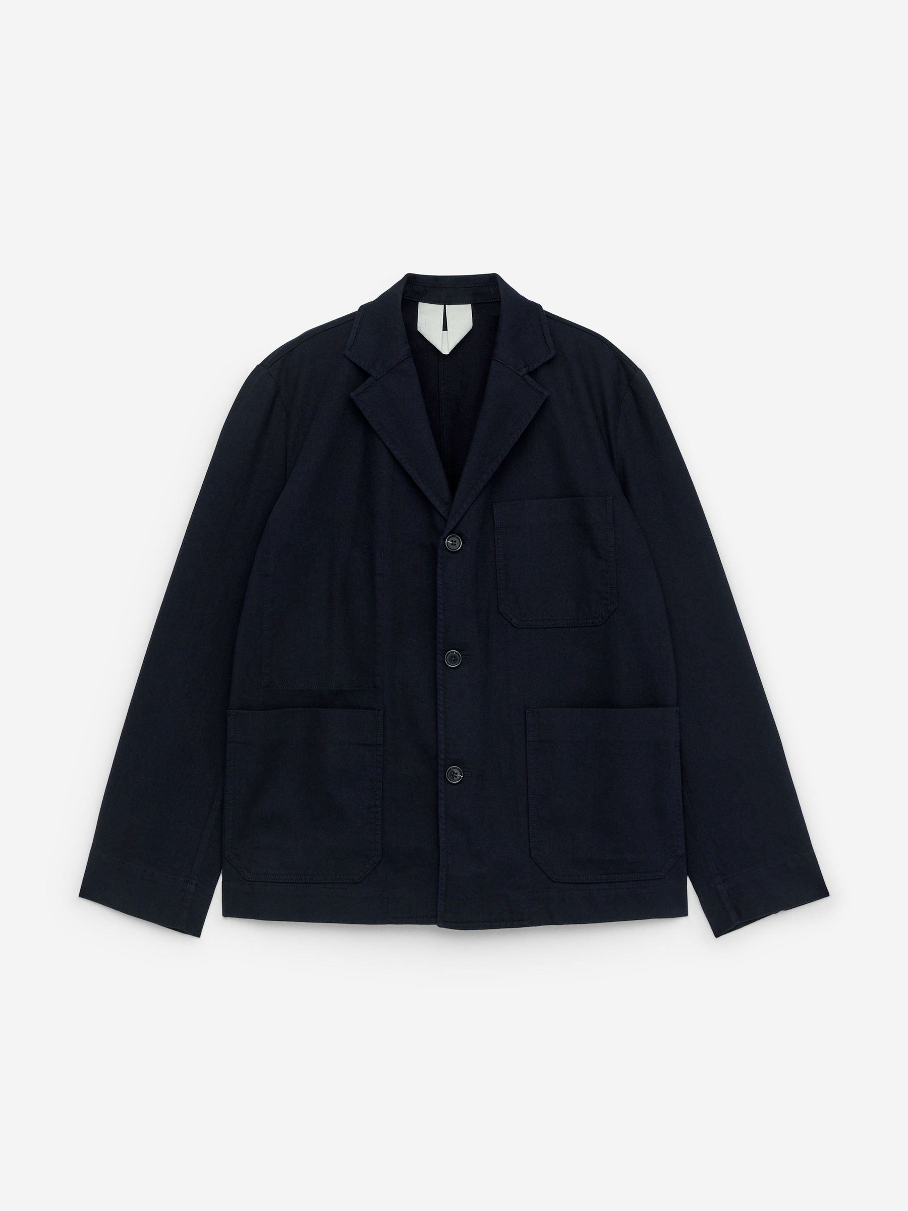Cotton Linen Blazer-Blue-8377