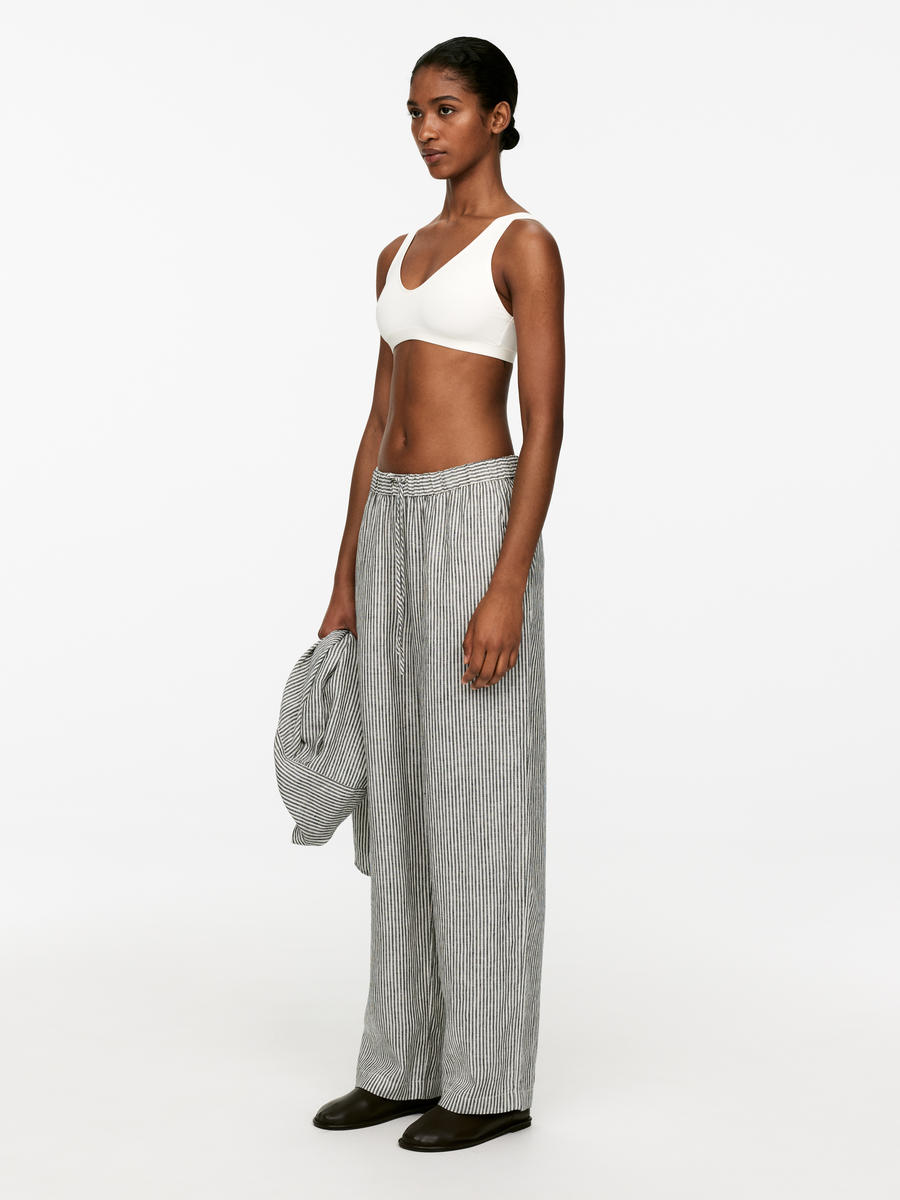 Linen Drawstring Trousers-#272628-1488