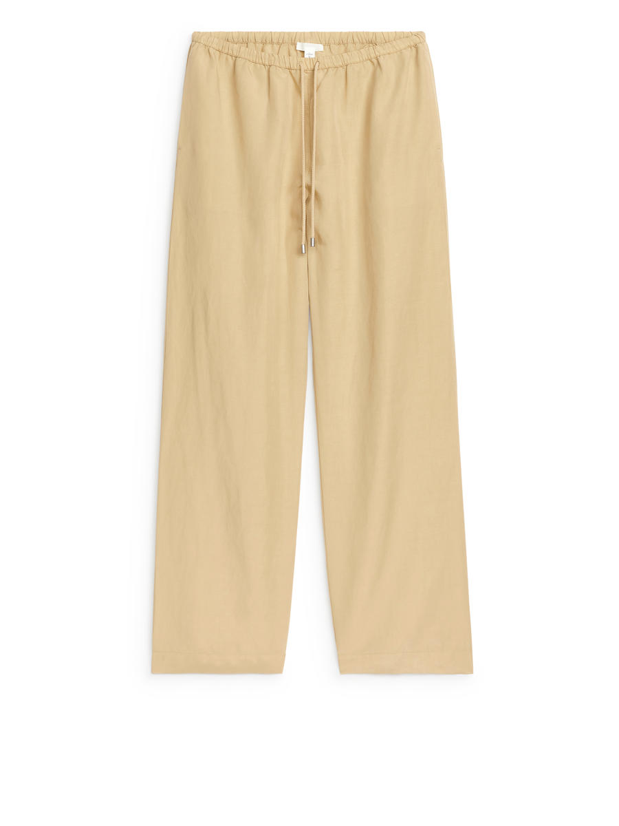 Lyocell-Linen Trousers-#CDBD91-7727