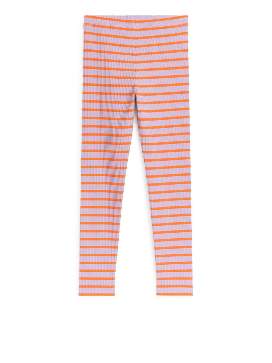 Gerippte Leggings - Orange/Flieder - Figurbetont - Children - 1106173034