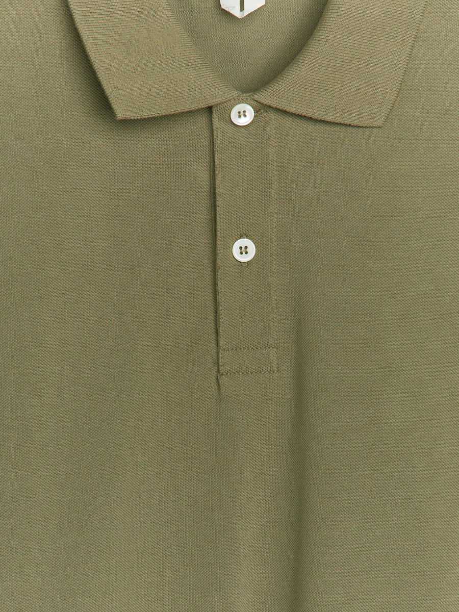 Piqué Polo Shirt - Khaki Green - Regular fit - Men - 0756511023