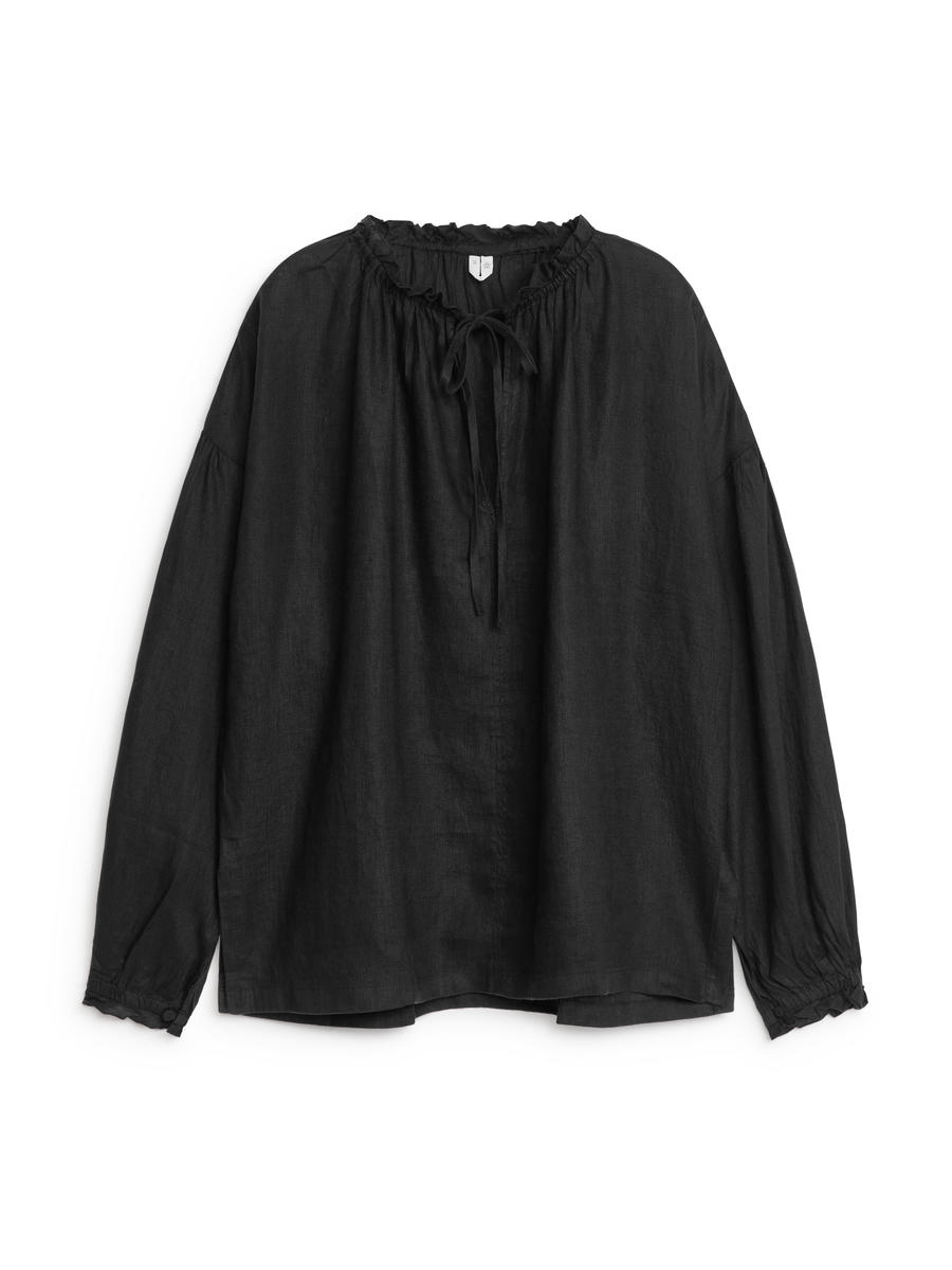 Linen Blouse - Black - Loose fit - Women - 1228819001