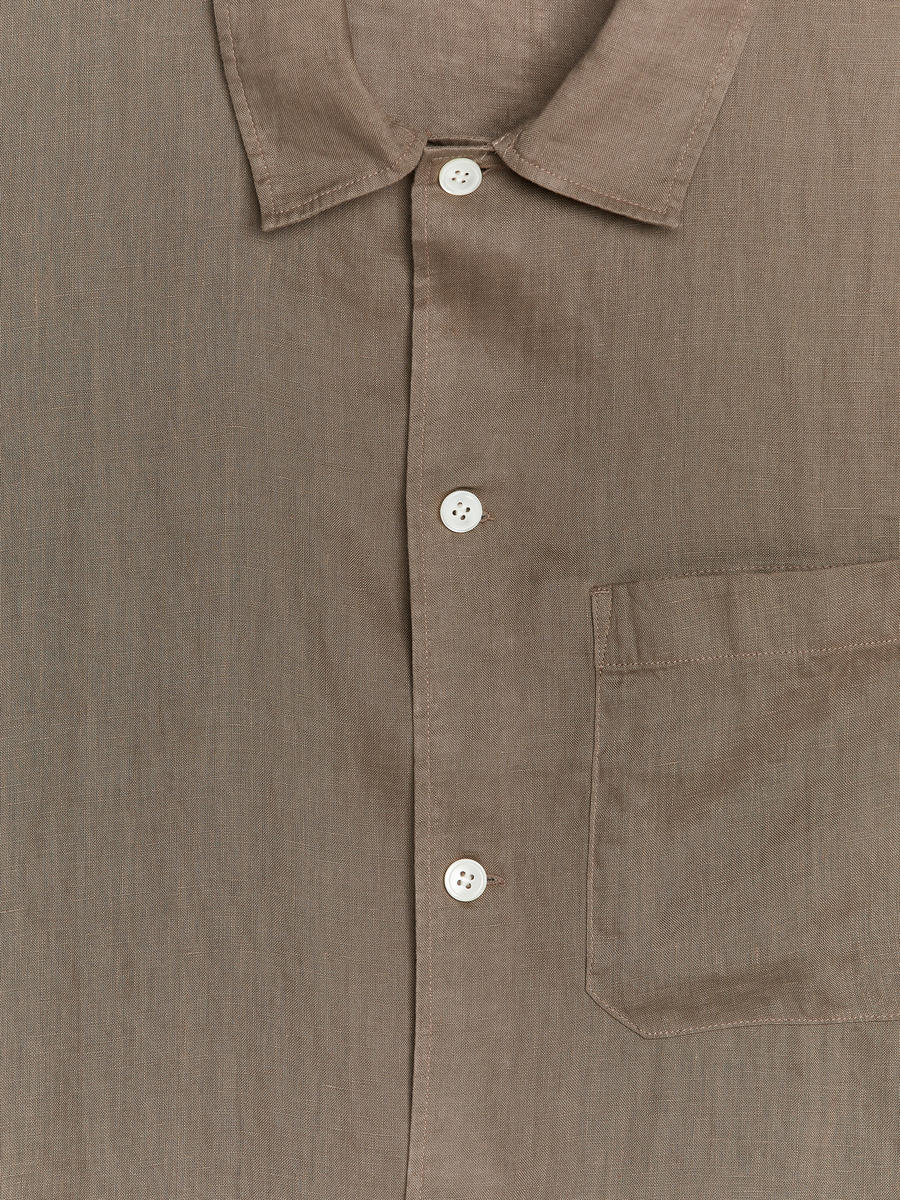 Linen Resort Shirt-#877F75-9761