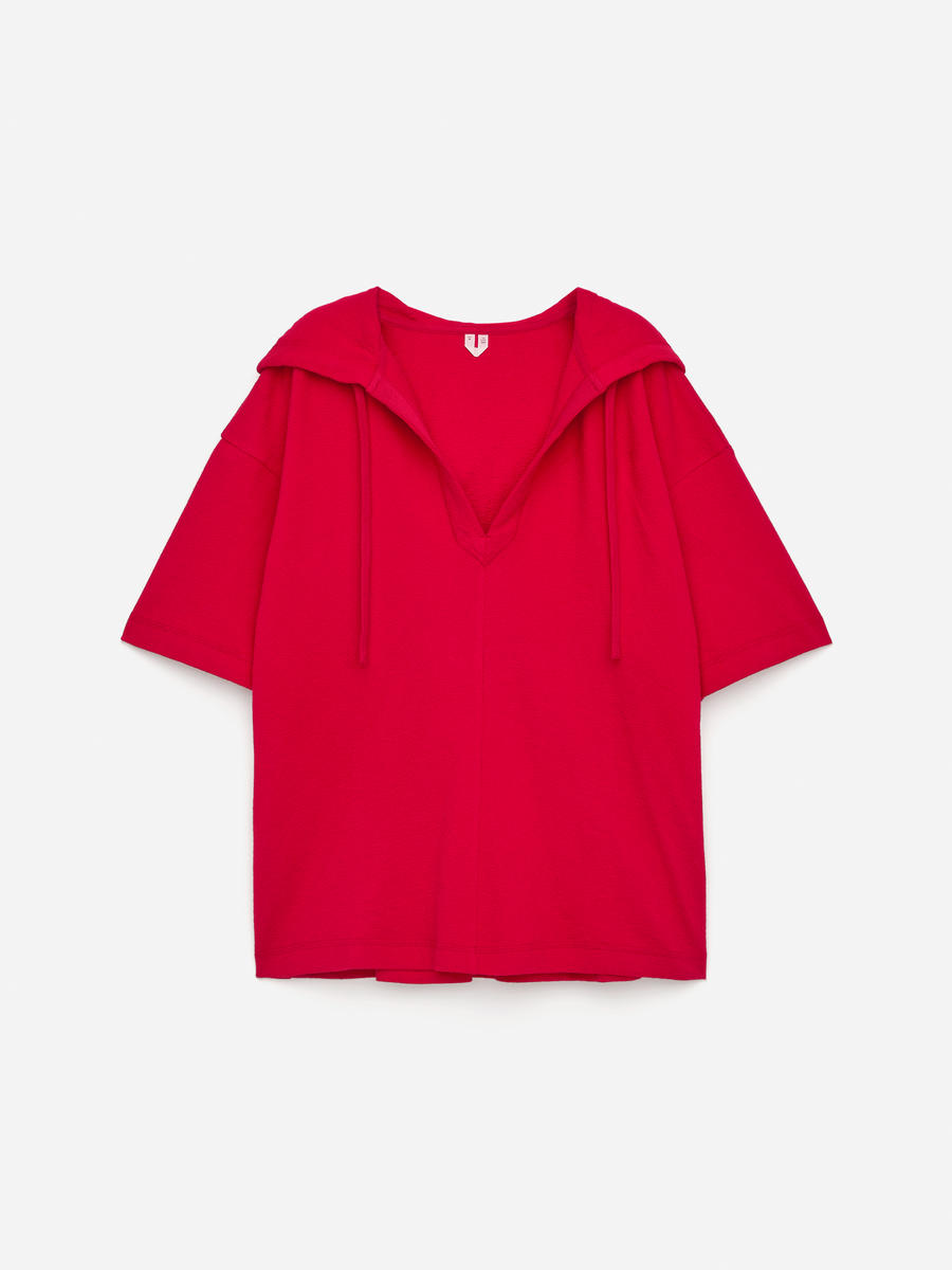 ARKET Women's  Hooded Towel Top Red,  size S