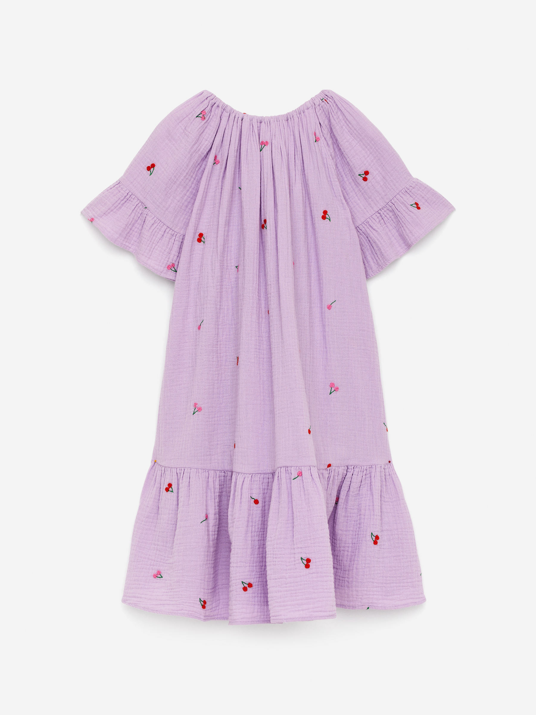 Kleid aus Baumwollmusselin - Flieder/Kirschen - Loose Fit - Kinder - StillMedia/DescriptiveStillLife - 3