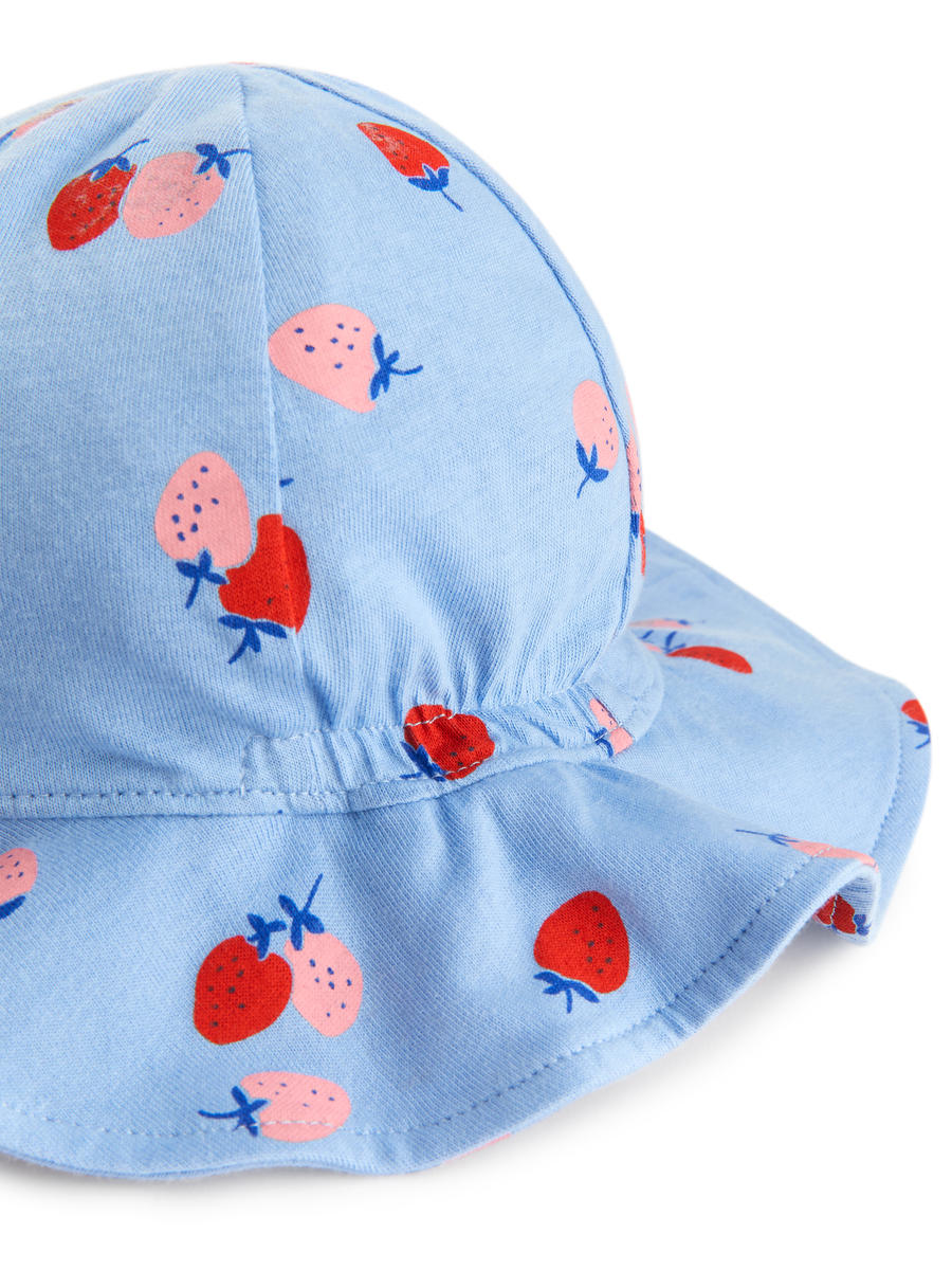 Cotton Sun Hat - Light Blue/Strawberries - Children - 1231706001