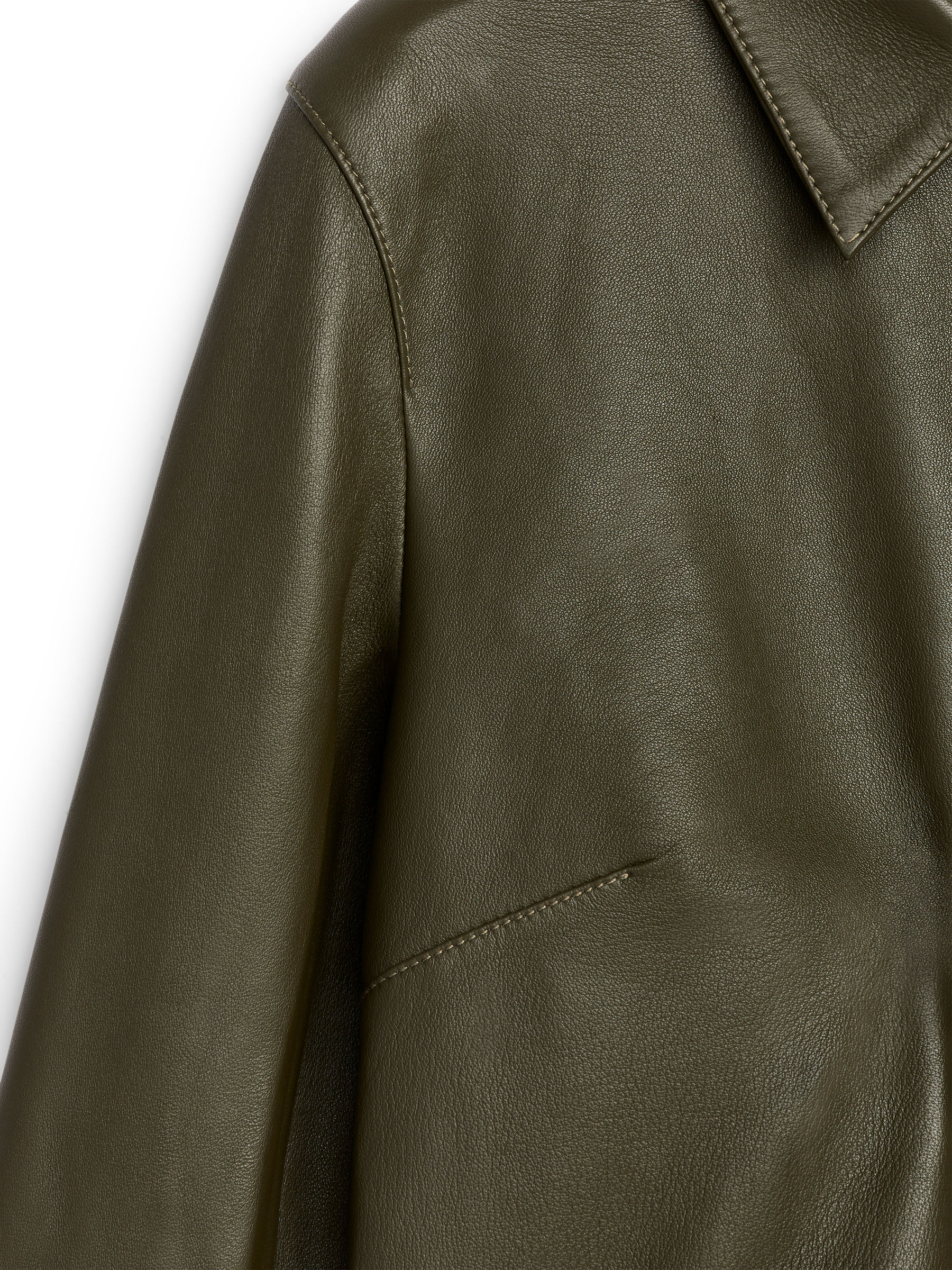 Leather Shirt - Khaki Green - Regular fit - Women - StillMedia/DescriptiveDetail - 2