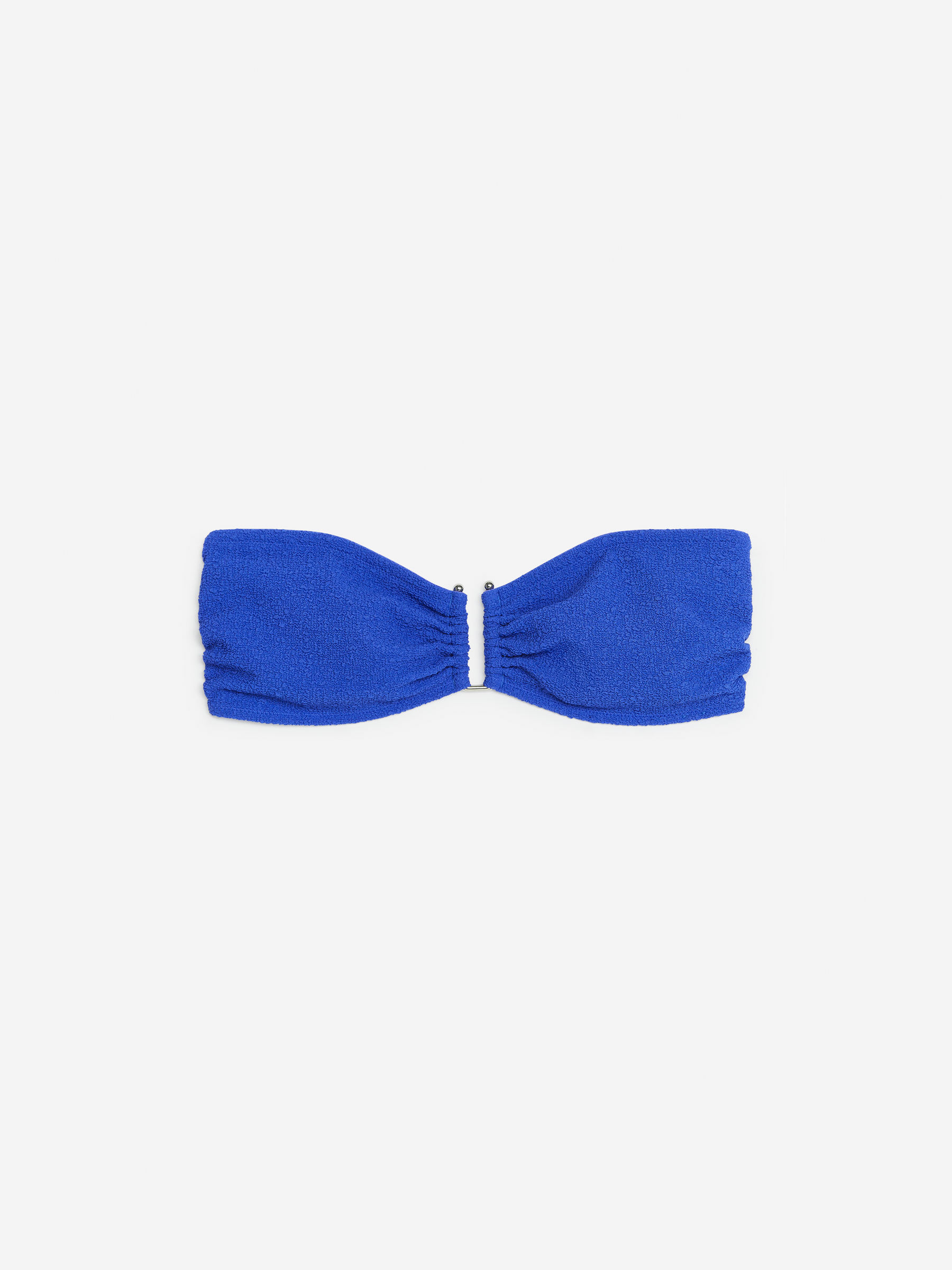 Strukturiertes Bandeau-Bikinioberteil-Blau-1345