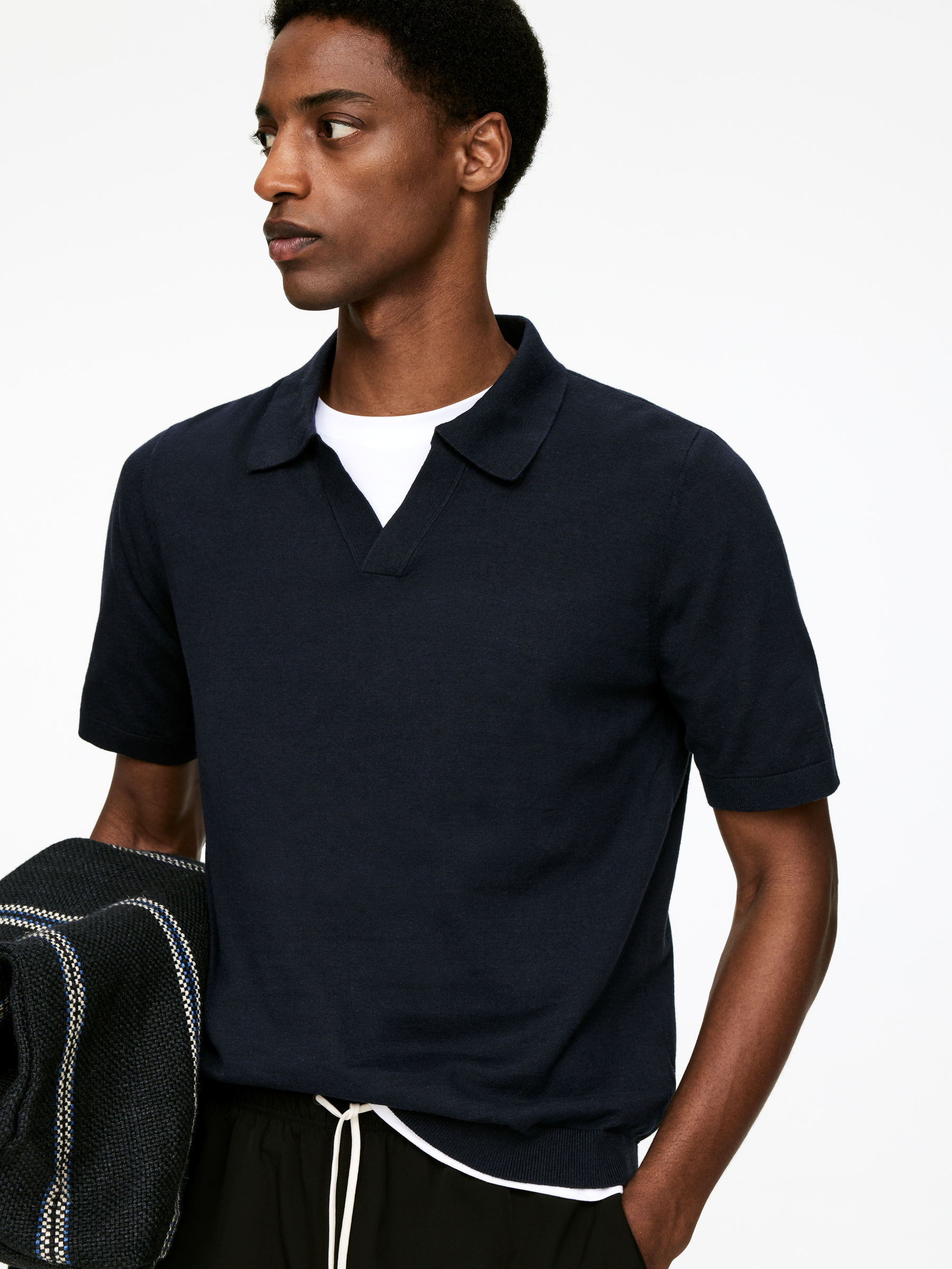 Cotton Linen Polo Shirt - Dark Blue - Regular fit - Men - StillMedia/Lookbook - 22