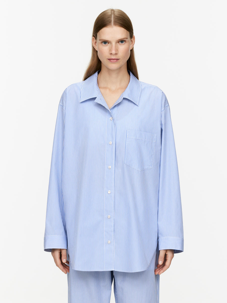 Poplin Pyjama Shirt-#657CBE-8410