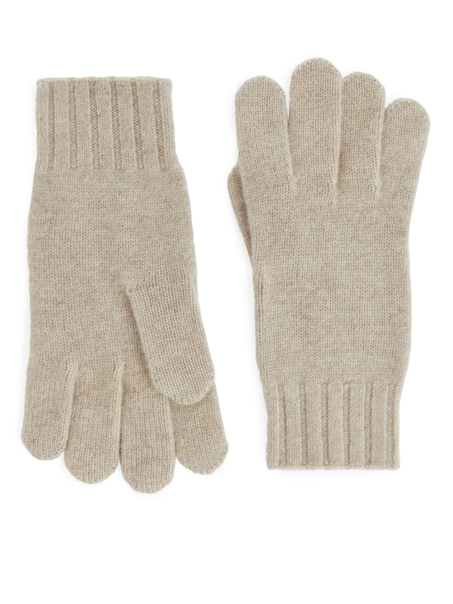 Handschuhe aus Merinowollmischung-Beige-6293