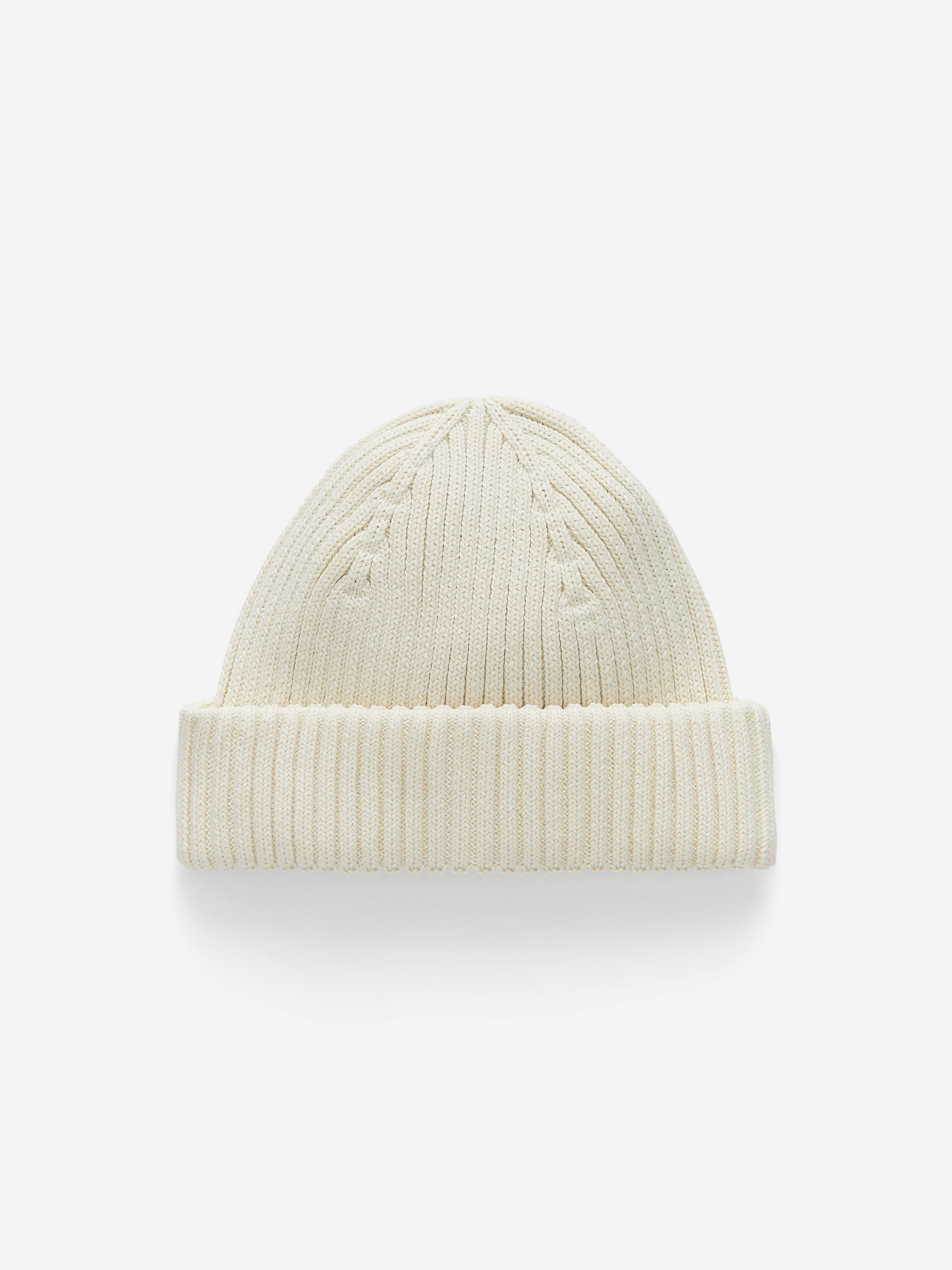 Ribbed Cotton Beanie-#EEEDE4-15899