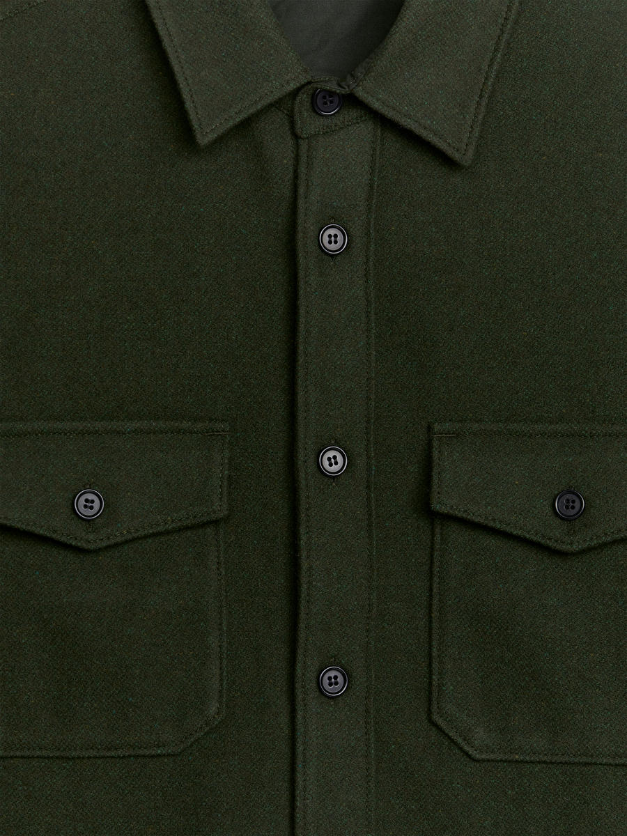 Wool Overshirt - Dark Green - Relaxed fit - Men - 1005340012