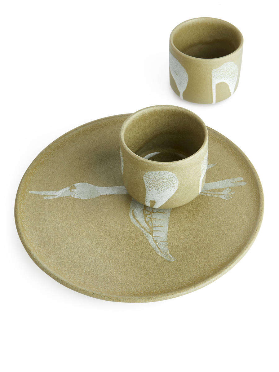 Stoneware Cups Set of 2-#CFD2B4-4323