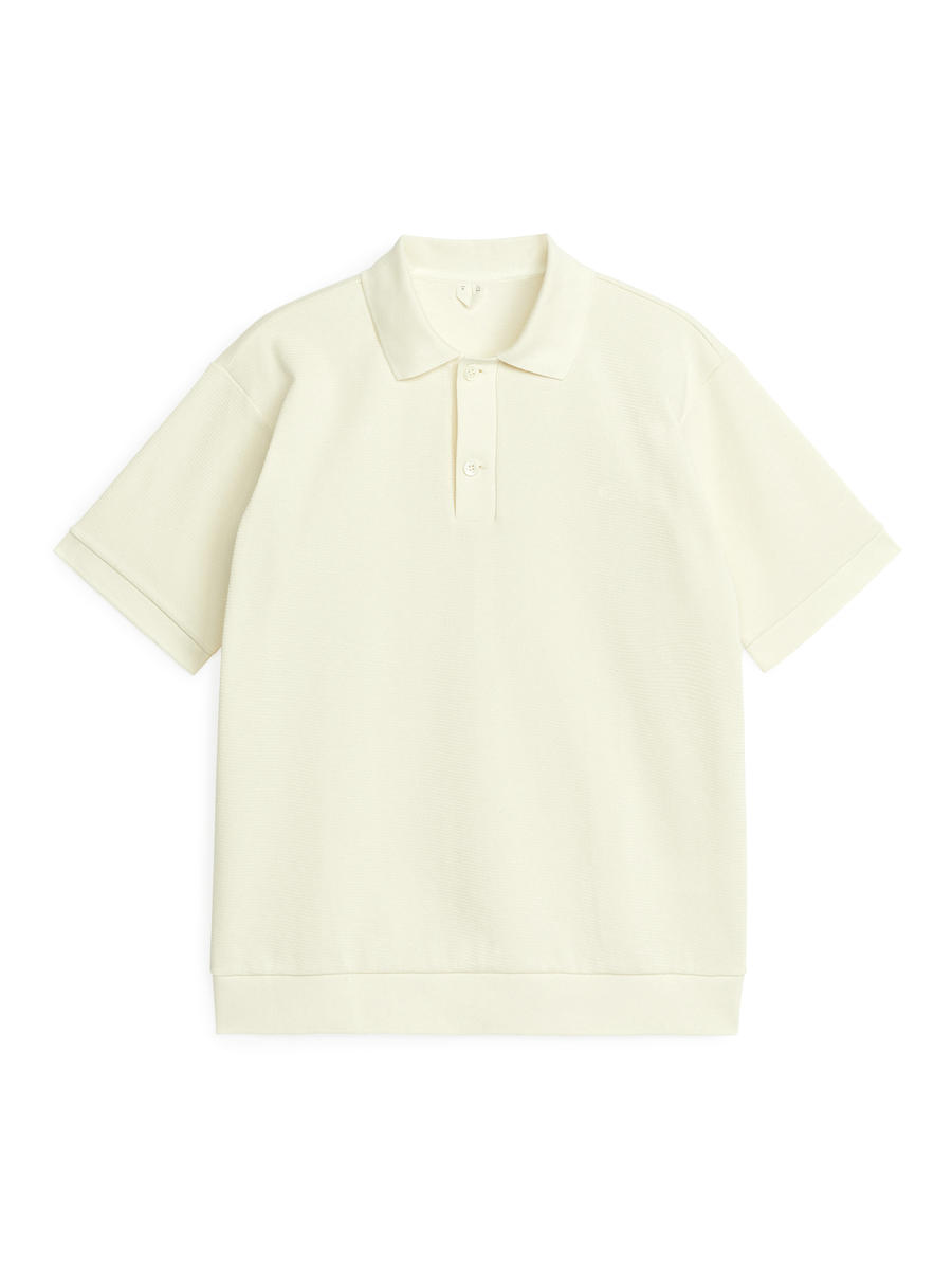 Textured Polo Shirt - Off White - Relaxed fit - Men - 1220024001