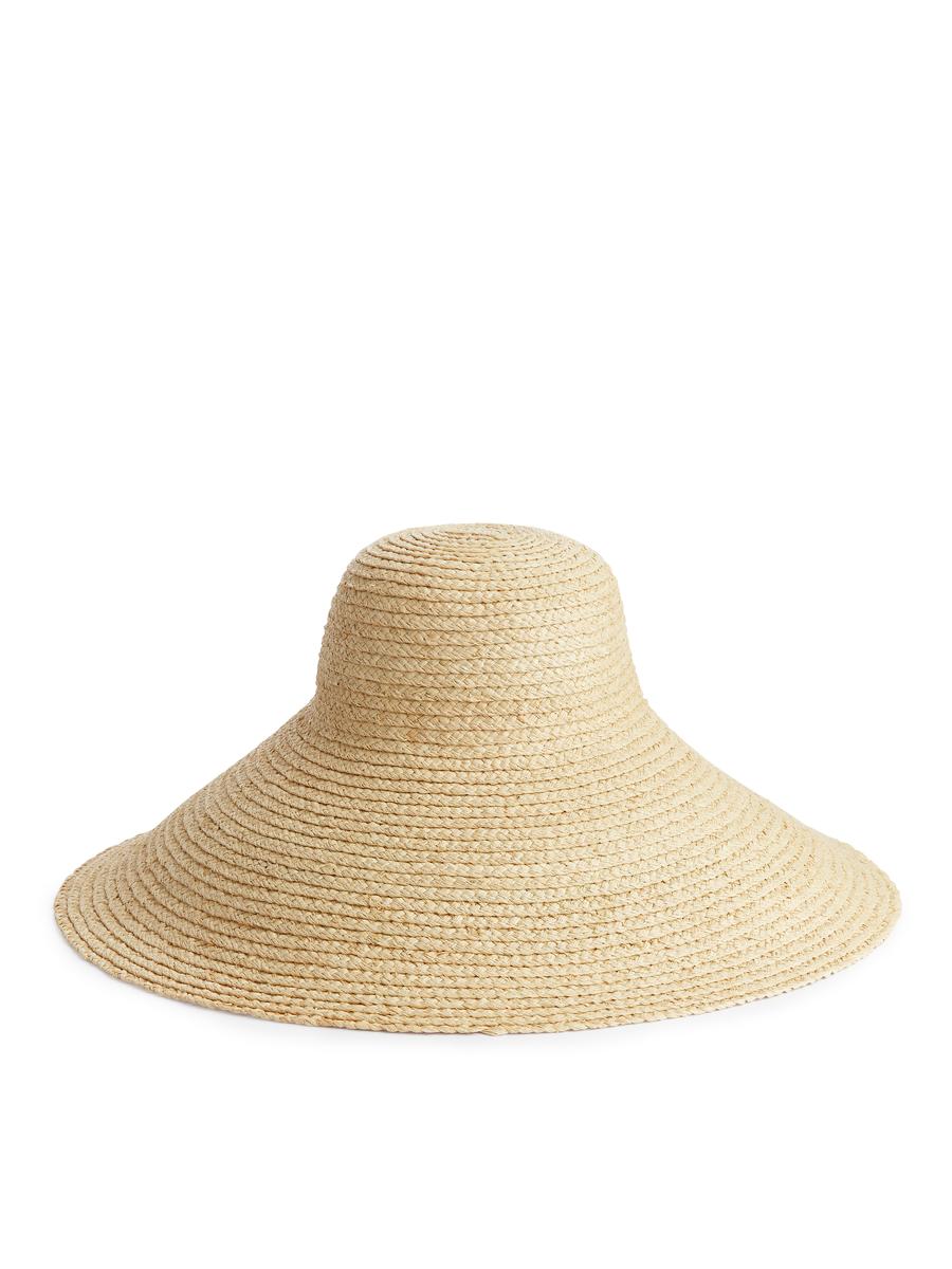 Wide Brim Straw Hat-#DED8C5-1386